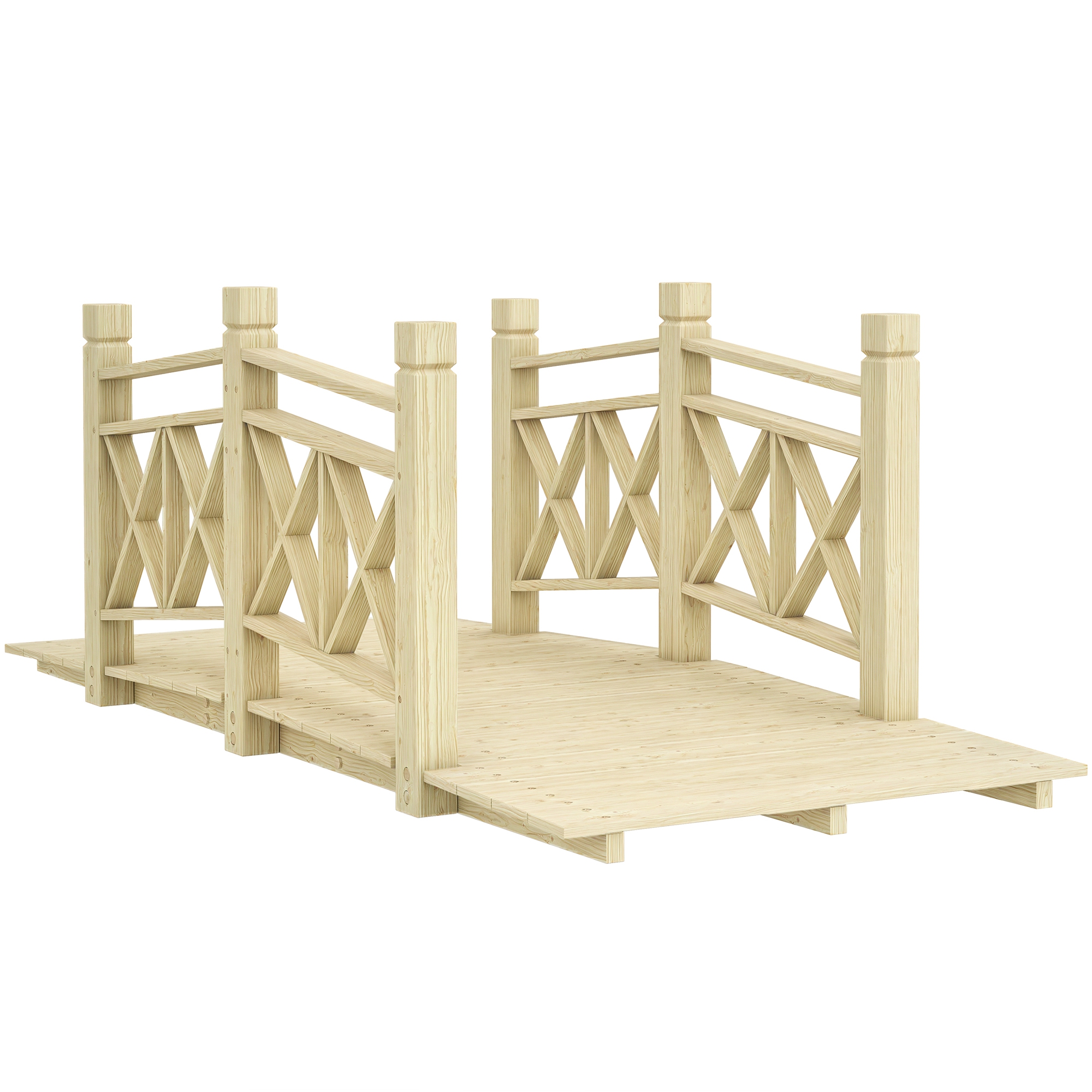 5 ft. Wooden Garden Bridge Footbridge for Backyard Ponds, Creeks, Streams, Nature Wood