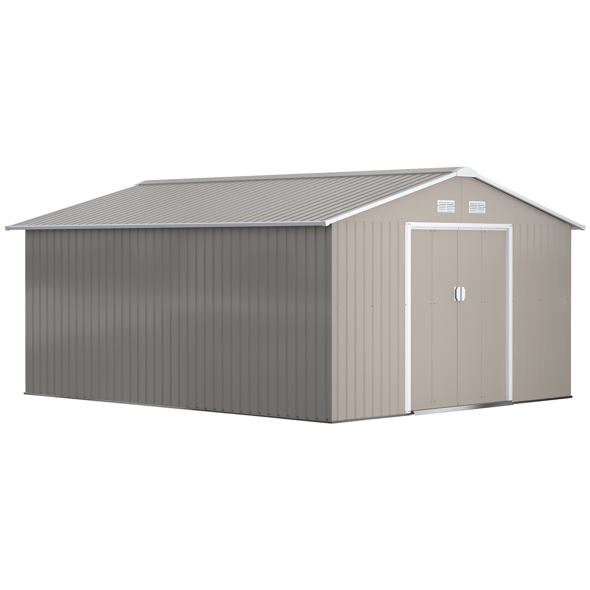 Garden Metal Shed, Storage Shed Utility Storage with Double Locking Doors for Bike, Yard Tools, Light Gray