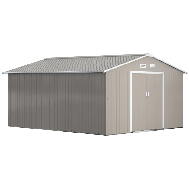 Garden Metal Shed, Storage Shed Utility Storage with Double Locking Doors for Bike, Yard Tools, Light Gray
