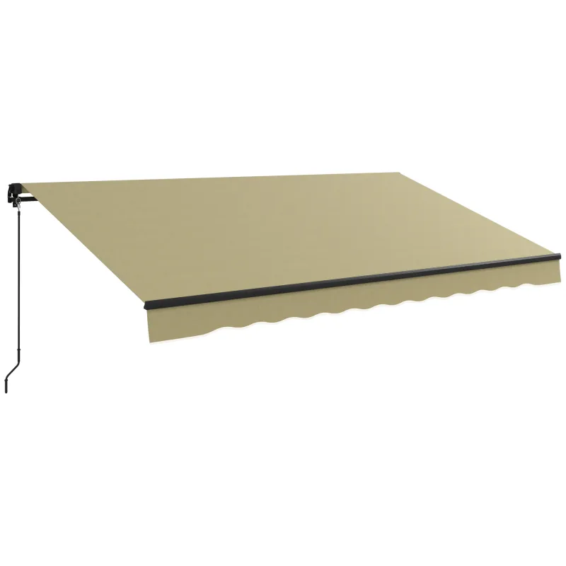 12' x 10' Retractable Awning, 280gsm UV Resistant Sunshade Shelter for Deck, Balcony, Yard, Beige