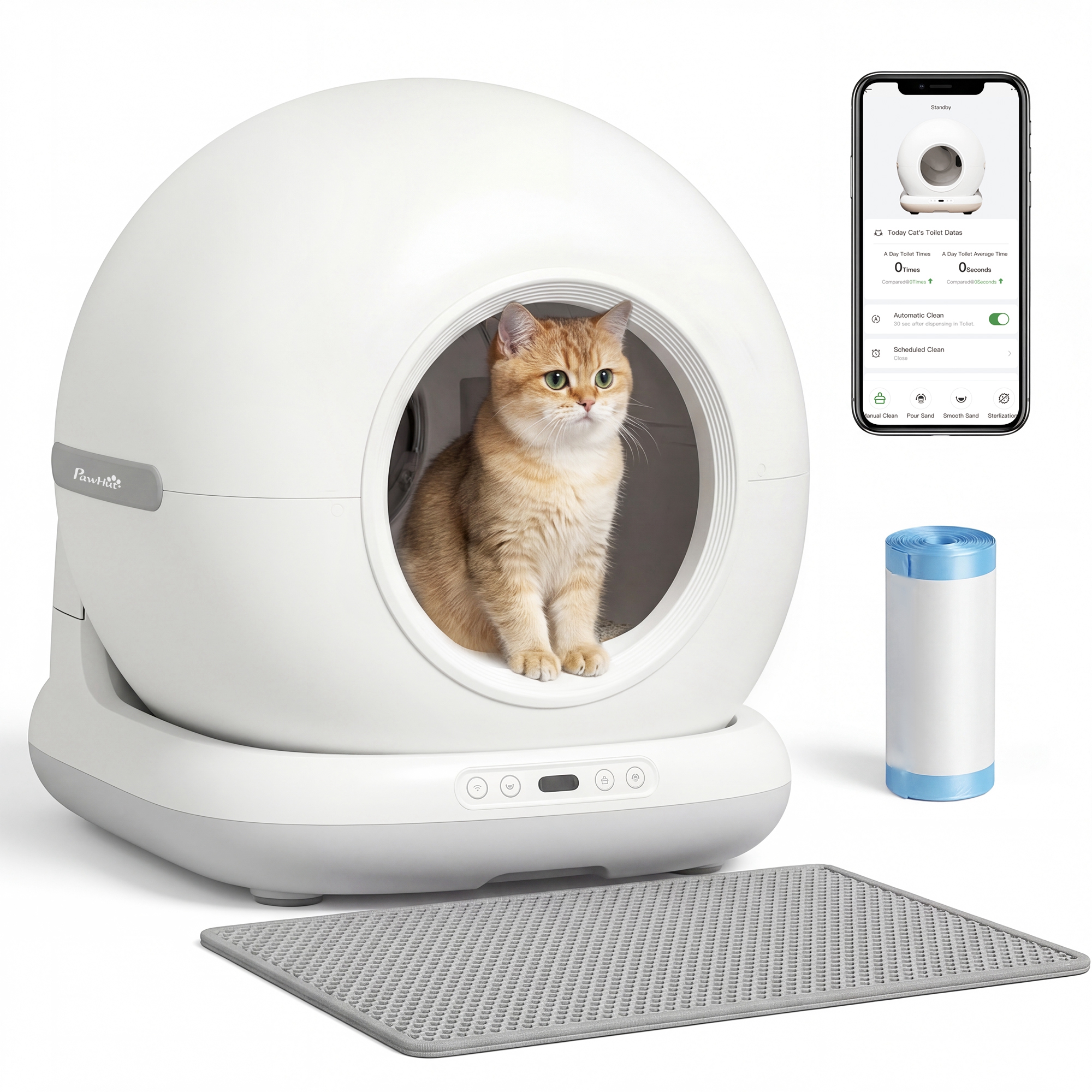 72L Automatic Litter Box, Self Cleaning Litter Box, App Control, Odor & Noise Control, Safety Sensors, Deodorant Gel
