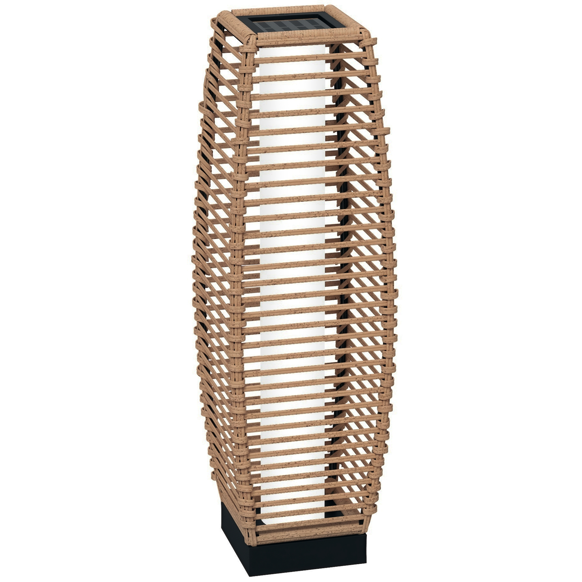 Solar Floor Lamp, Outdoor Rattan Garden Lantern Pathway Light & Decorative Driveway Lighting with Auto LED Lights, Sand