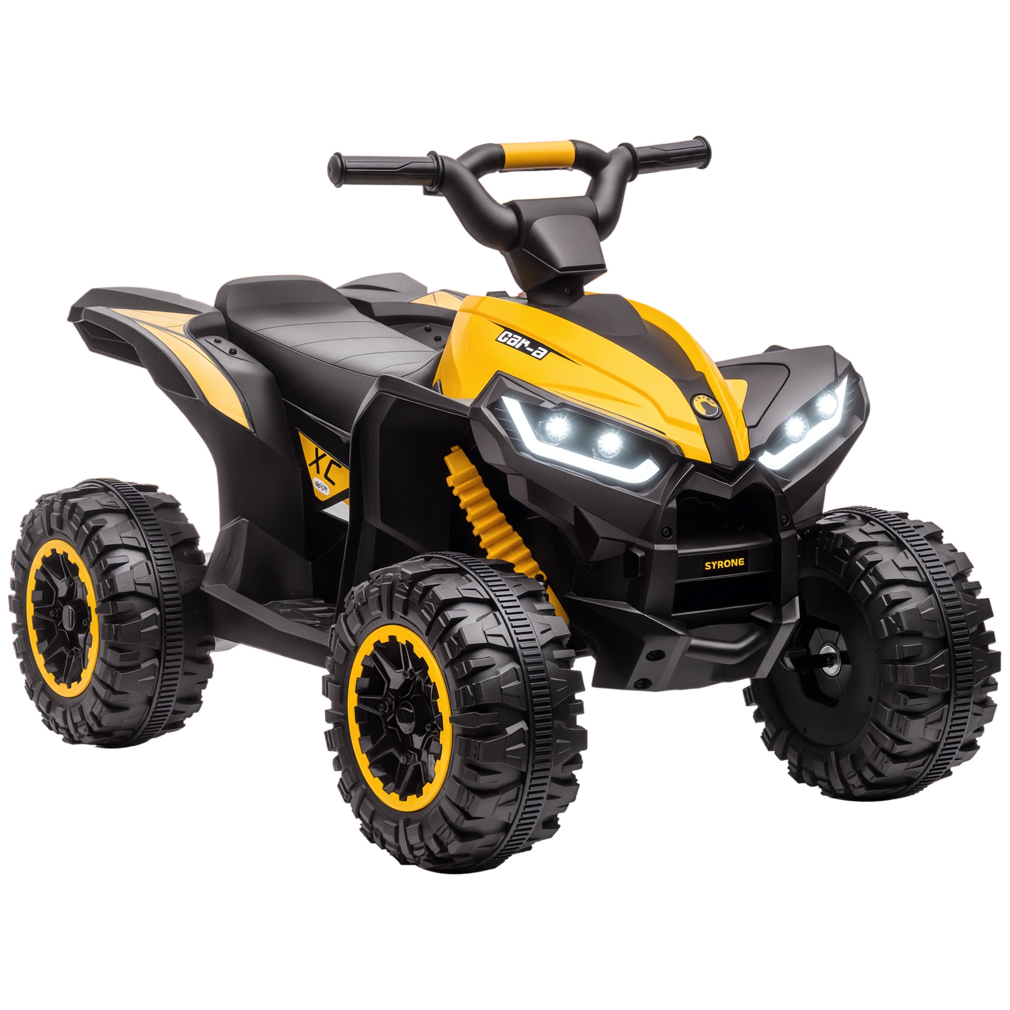 Kids ATV 4 Wheeler, 12V Kids Ride On Toy with Dual Motors, High & Low Speed, Music, Headlights, Up to 3.7 MPH, Yellow