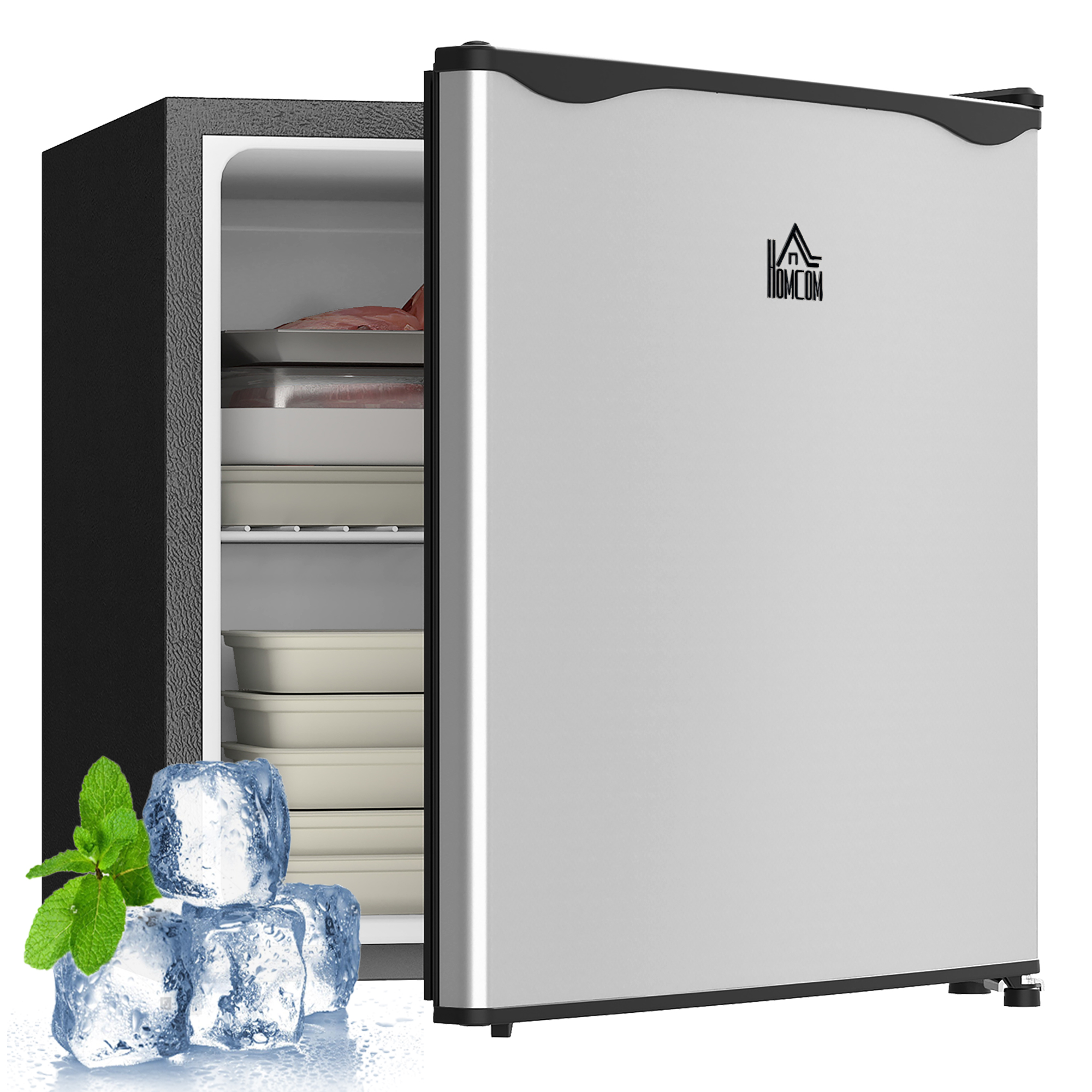 1.1 Cu.Ft Countertop Mini Freezer, Compact Upright Freezer with Removable Shelves, Silver