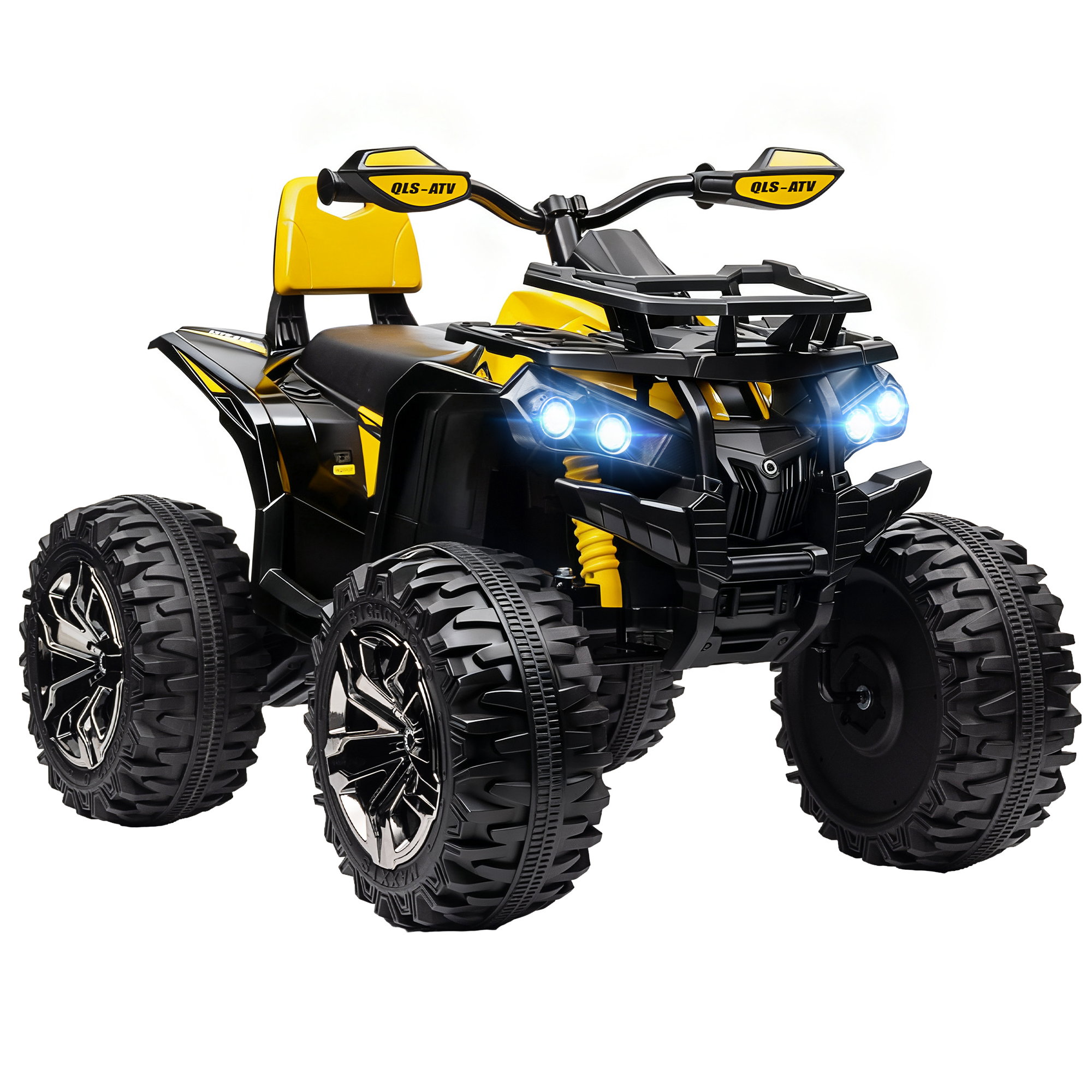 12V 4 Wheeler Kids ATV with Music, Headlights for 37-60 Months Boys and Girls, Yellow