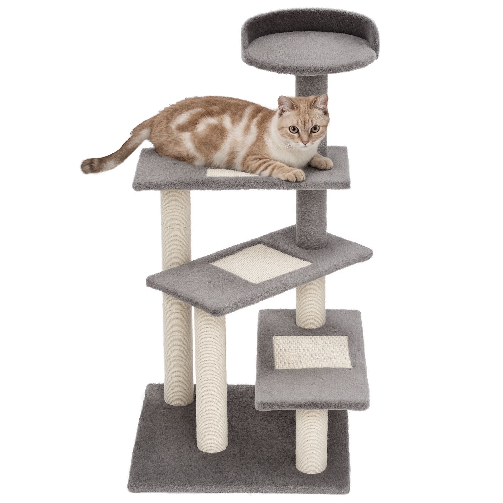 40" 5-Level Revolving Stair Cat Tree Scratcher Climbing Activity Tower with Play Center and Resting Perch - Grey