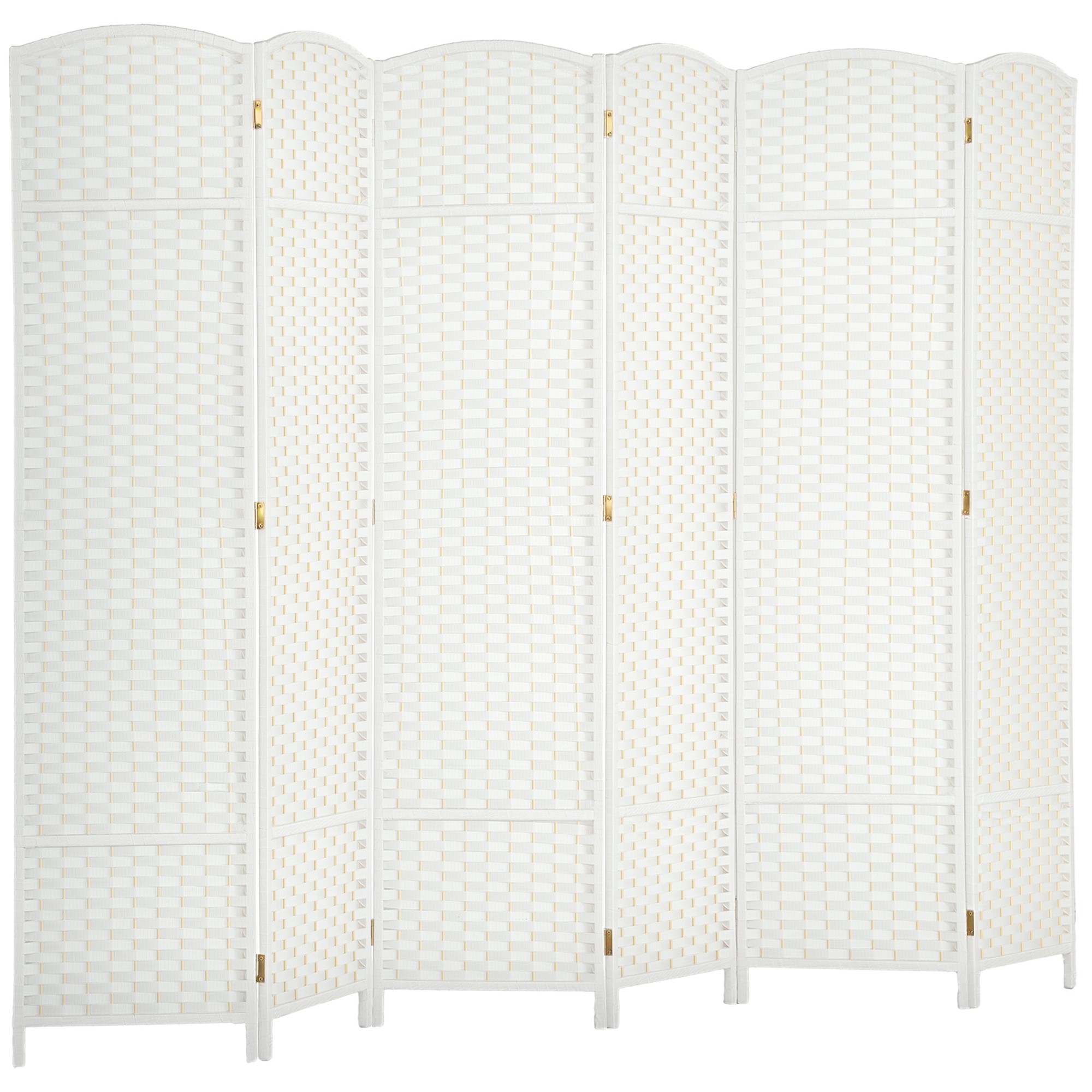 Folding Room Divider Screen 6 Panel 5.6 ' Tall Privacy Screen Freestanding Room Partition for Home Office, White