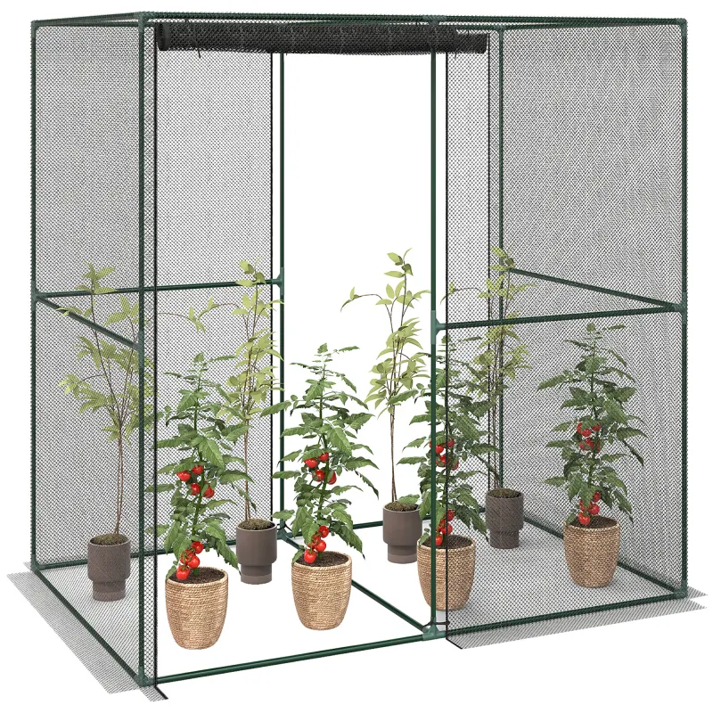 6' x 4' x 6' Crop Cage, Plant Protection Tent with Zippered Doors for Vegetable Garden, Backyard, Black