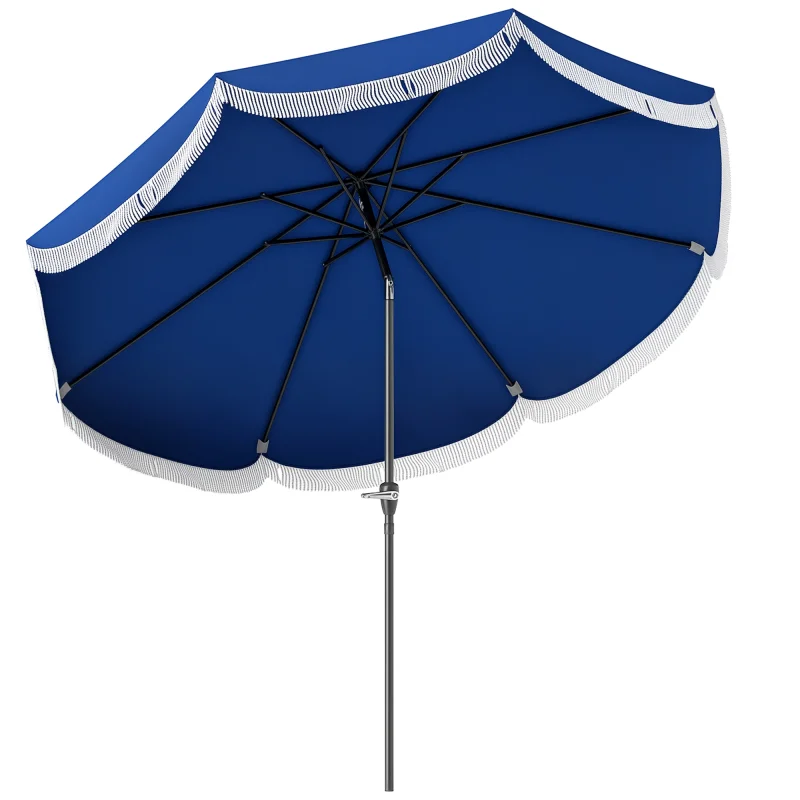 9FT Patio Umbrella, UPF 30+ Outdoor Market Umbrella with Crank, 8 Ribs, Push Button Tilt, Vented for Patio Deck Backyard Lawn, Navy Blue