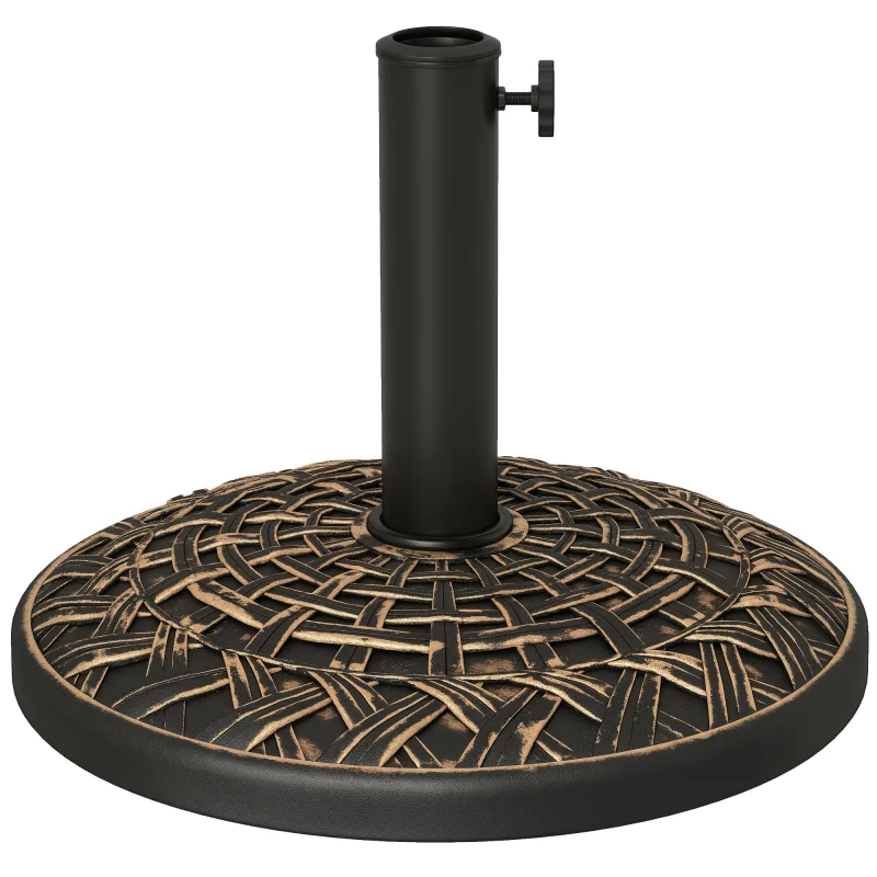 19" Patio Umbrella Base, 26 lbs Concrete Heavy Duty Umbrella Stand, Round Patio Umbrella Holder for 1.5"/1.9" Umbrella Poles for Outdoor, Lawn, Poolside, Bronze