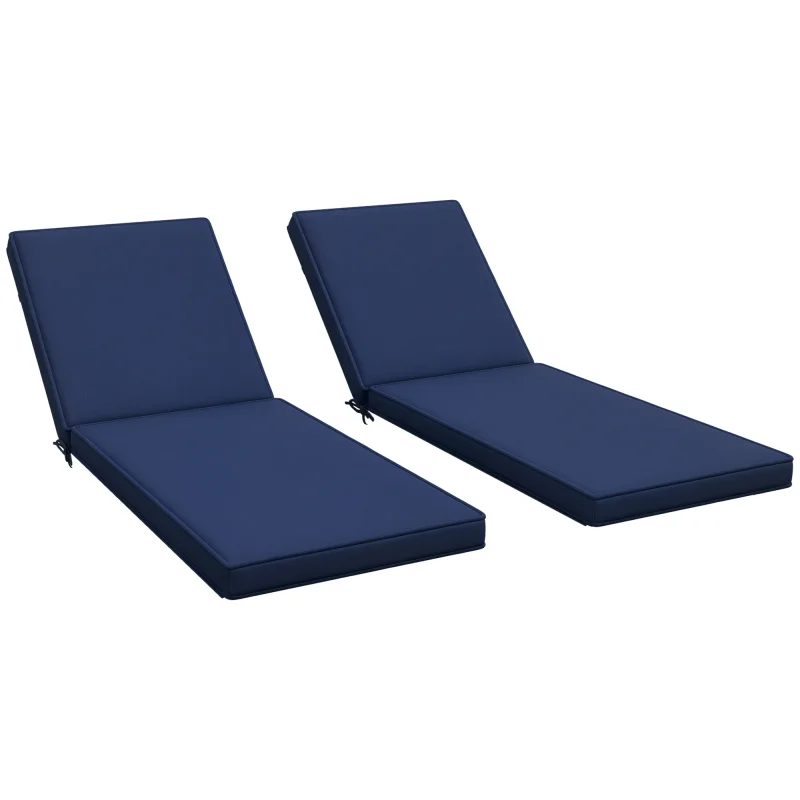 2-Piece Patio Chair Cushions with Backrests, Replacement Cushions for Outdoor Lounge Chair, Navy