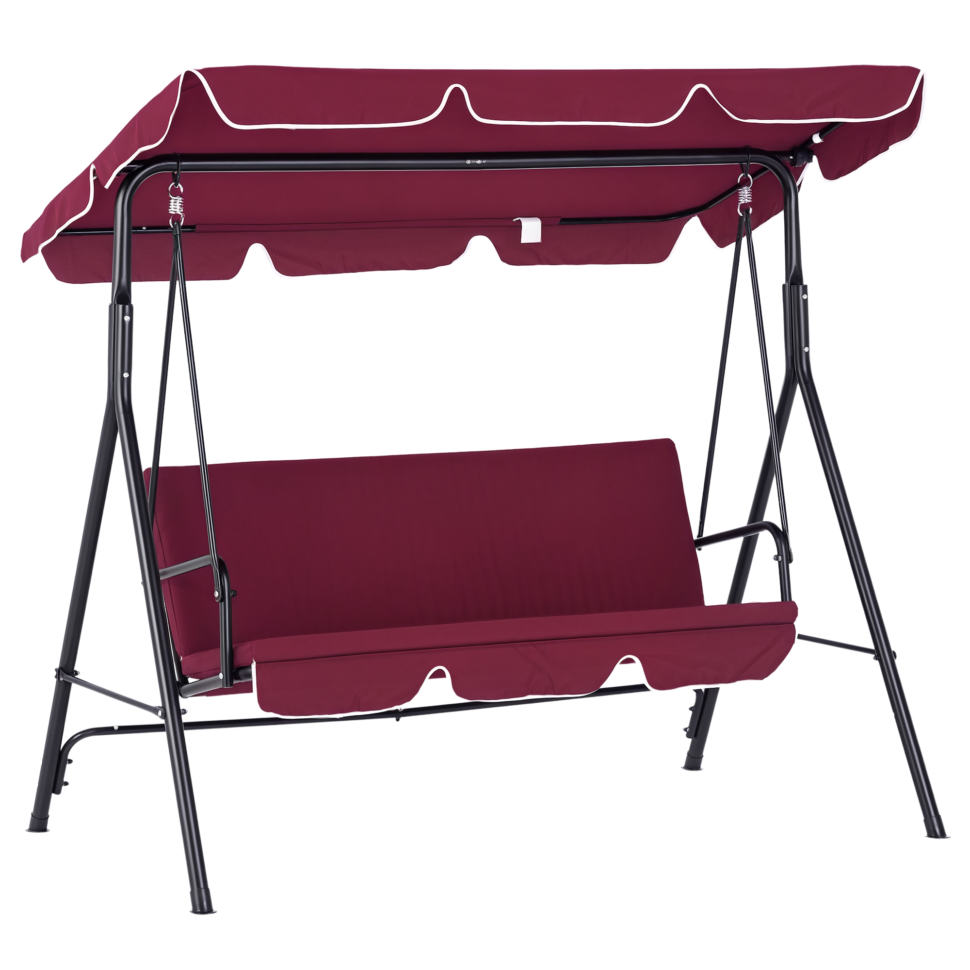 Outdoor Patio Swing Chair with Adjustable Tilt Canopy and Removable Cushion, Red