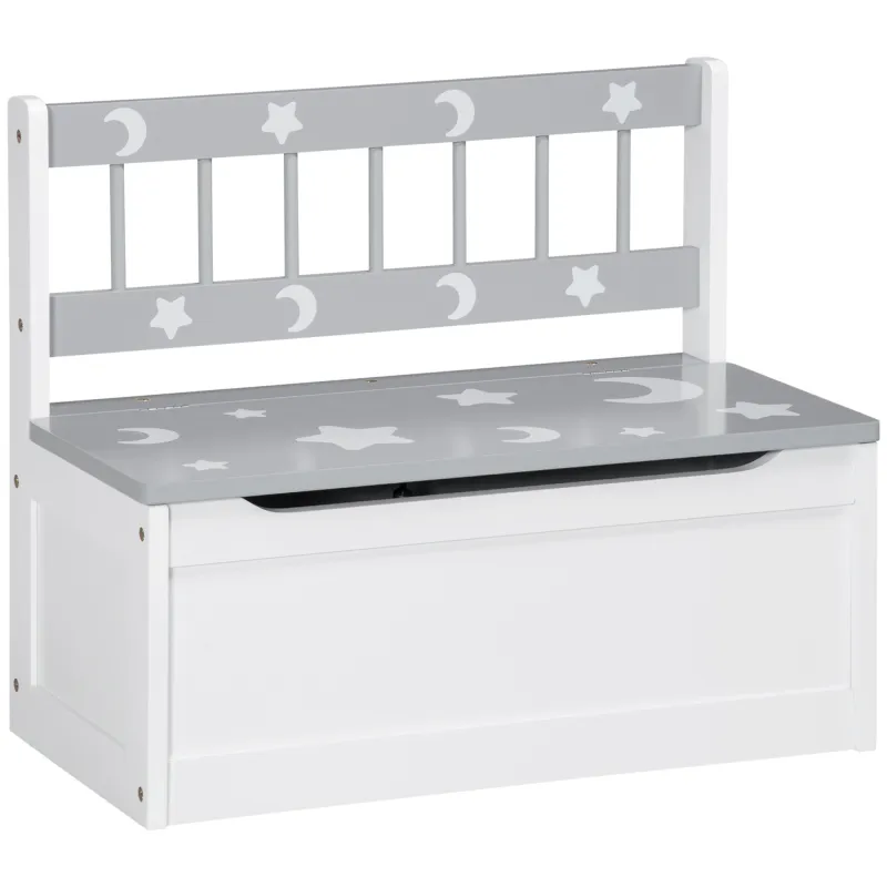 Toddler Toy Box Storage Bench with Large 27 Liter Interior, Kids Storage Bench Seat with Storage for Toddler Playroom Furniture, Kids Bedroom Furniture, Toy Organizer and Storage Bin, Gray