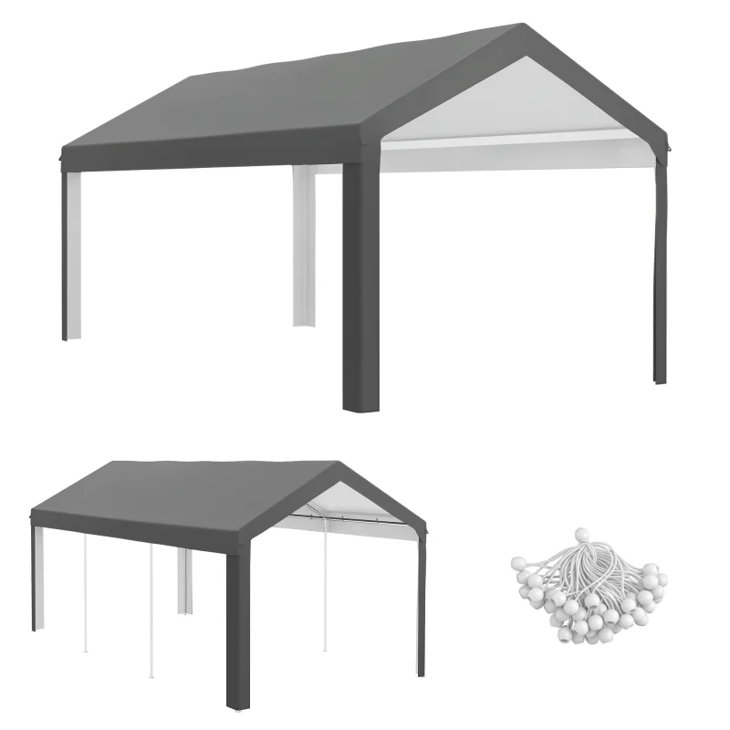 10 x 20ft Carport Roof, UV Resistant Canopy Replacement, Fits 84C-378V00 and 84C-206 Series, Dark Gray