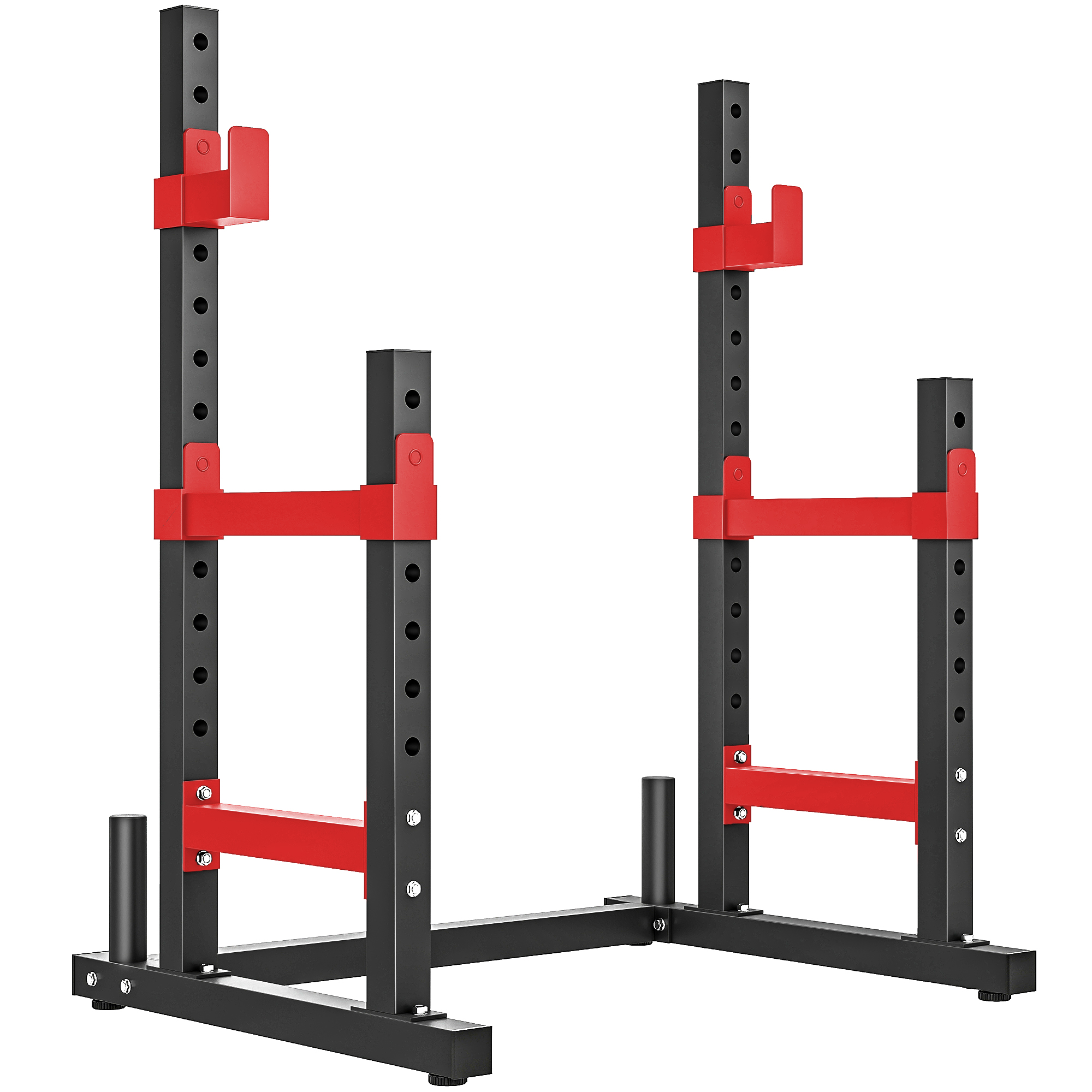 Adjustable Squat Rack, 660lbs Multi-Functional Bench Press Rack for Weight Lifting Home Gym Strength Training, Red