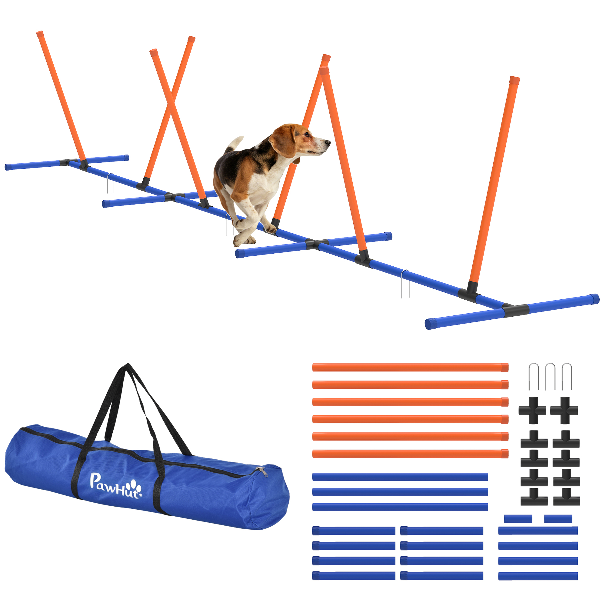Dog Agility Training Equipment Adjustable Poles for Dog Agility Course with Carry Bag
