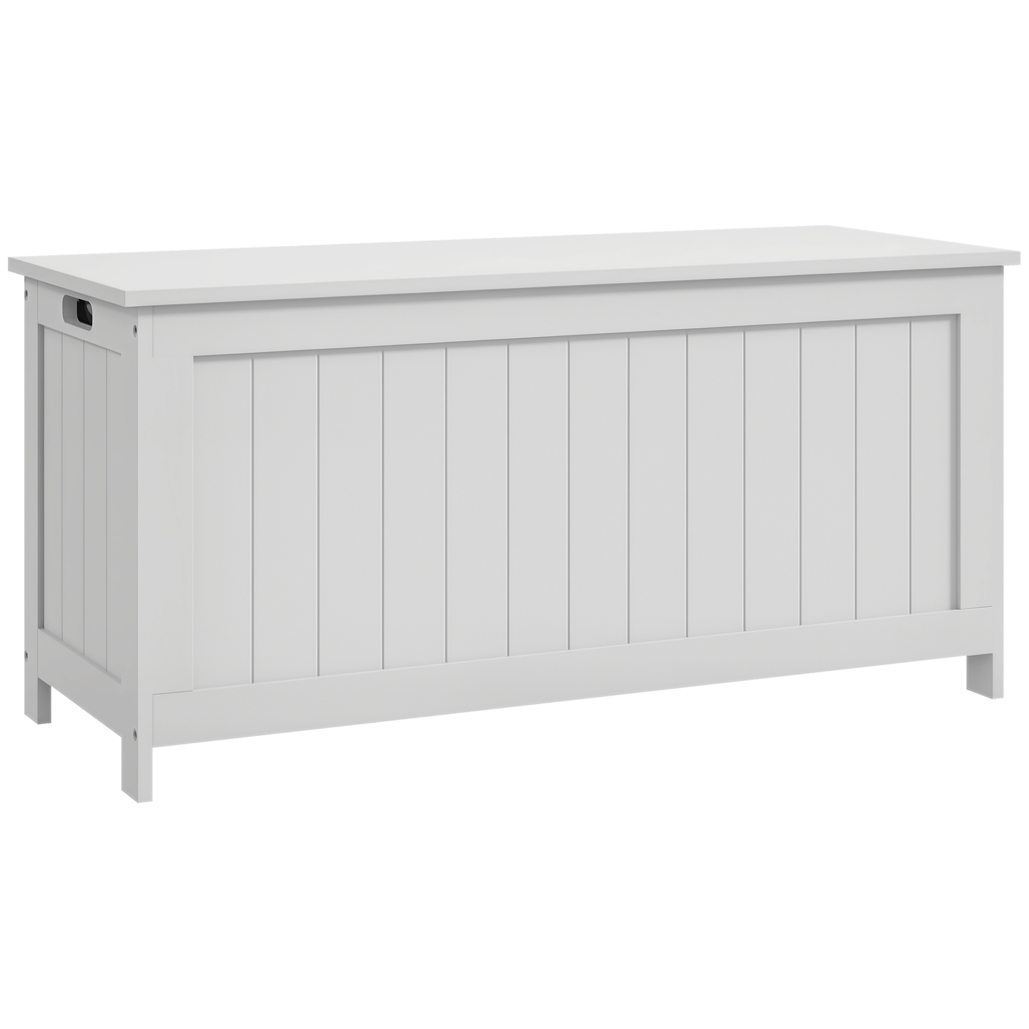 39.4" Storage Trunk w/ 2 Safety Hinges, Wooden Storage Bench w/ Side Handles, Storage Chest for Playroom, White