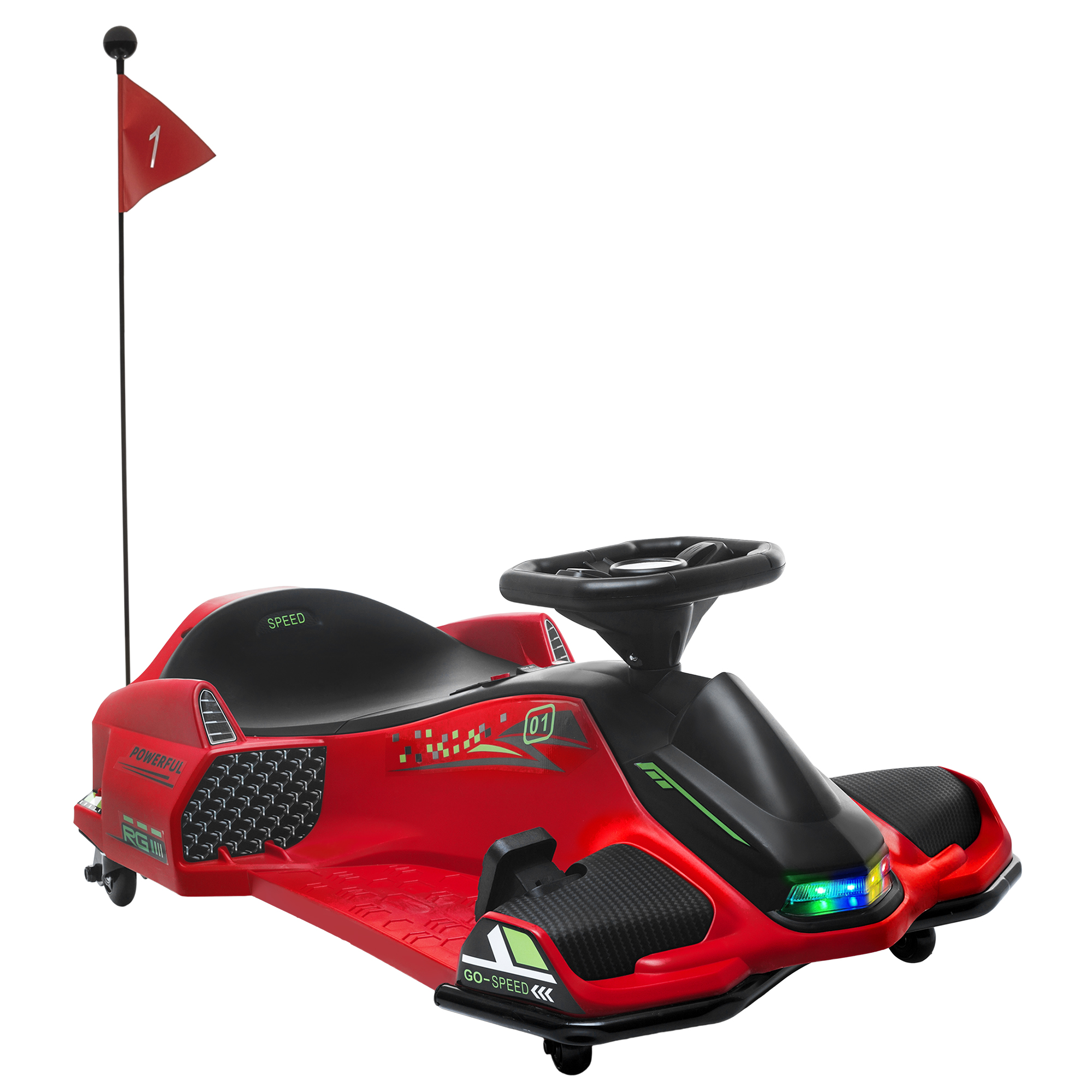 12V Electric Drifting Go Kart w/ Slow Start, Music, Lights, Red