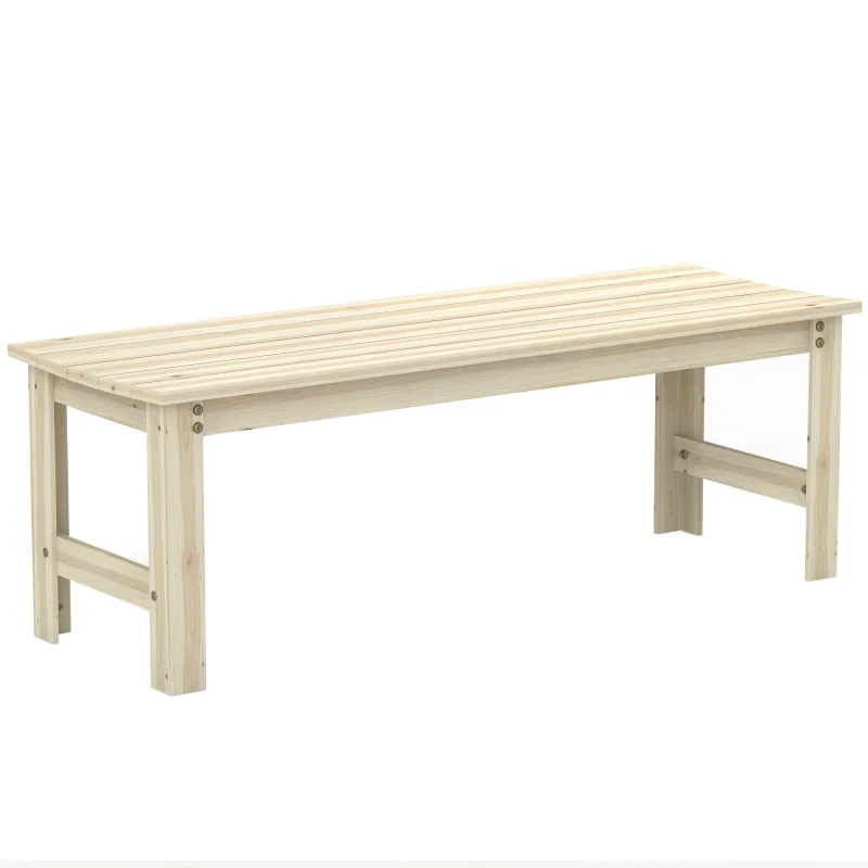 2-Seat Wood Garden Bench, Patio Bench Outdoor Bench with Slatted Seat, Backless Front Porch Bench for Park, Garden, Poolside, Deck, Nature Wood
