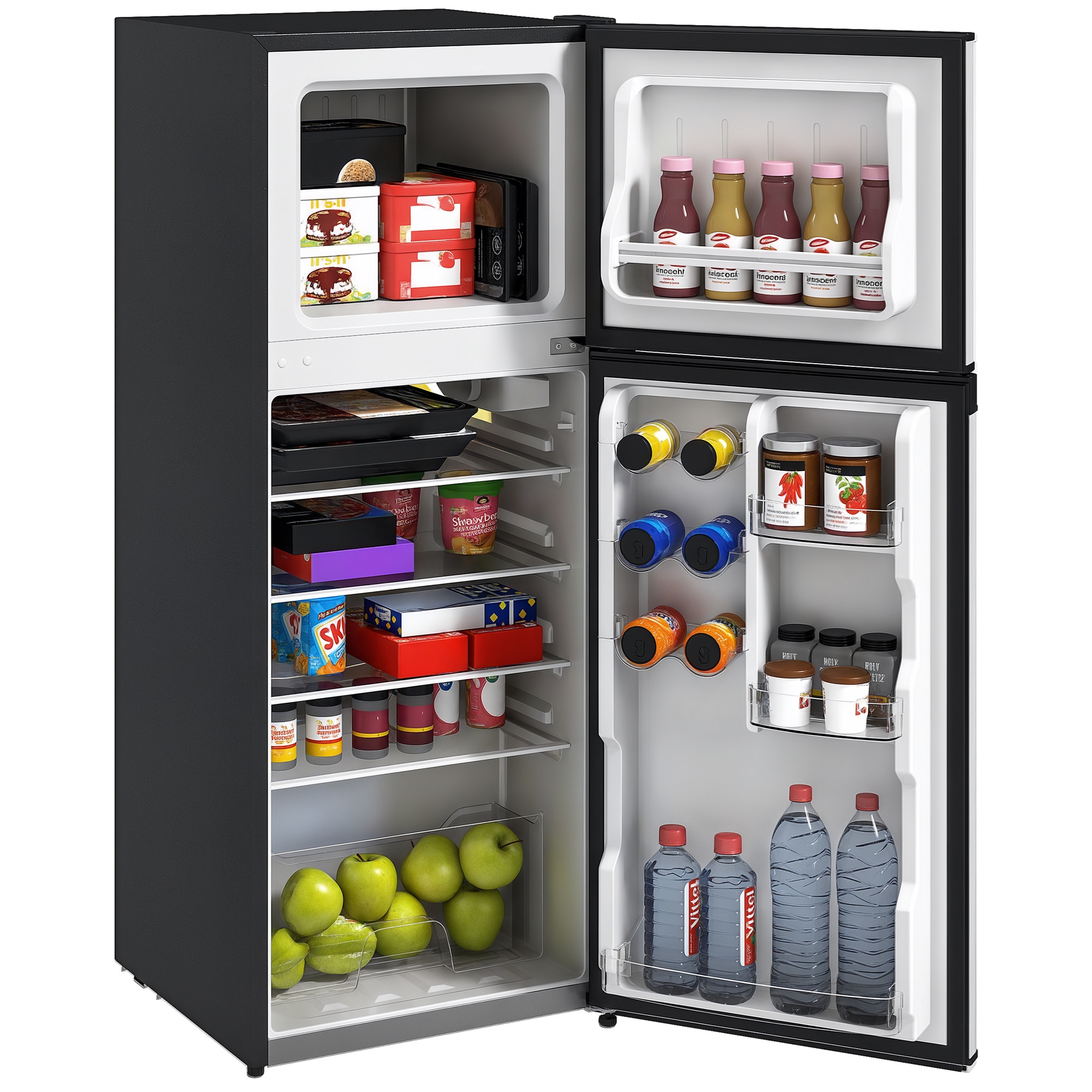 Small Fridge with Freezer, 4 Cu Ft Refrigerator with Reversible Doors, Silver