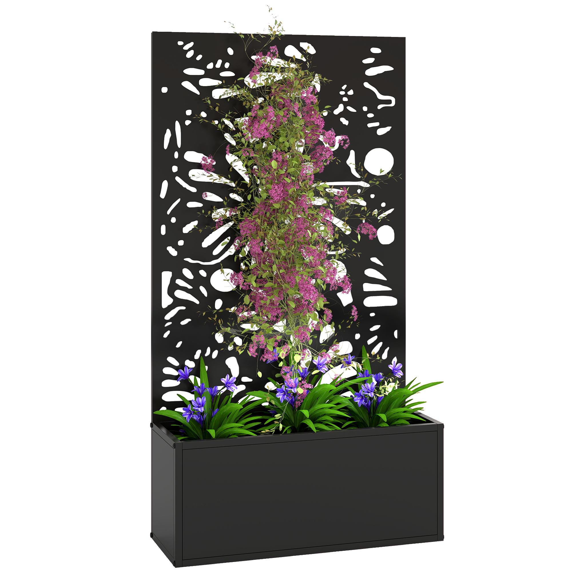 Metal Garden Bed with Trellis for Climbing Plants, Freestanding or Wall Mounted Flower Bed for Garden, Patio, Balcony