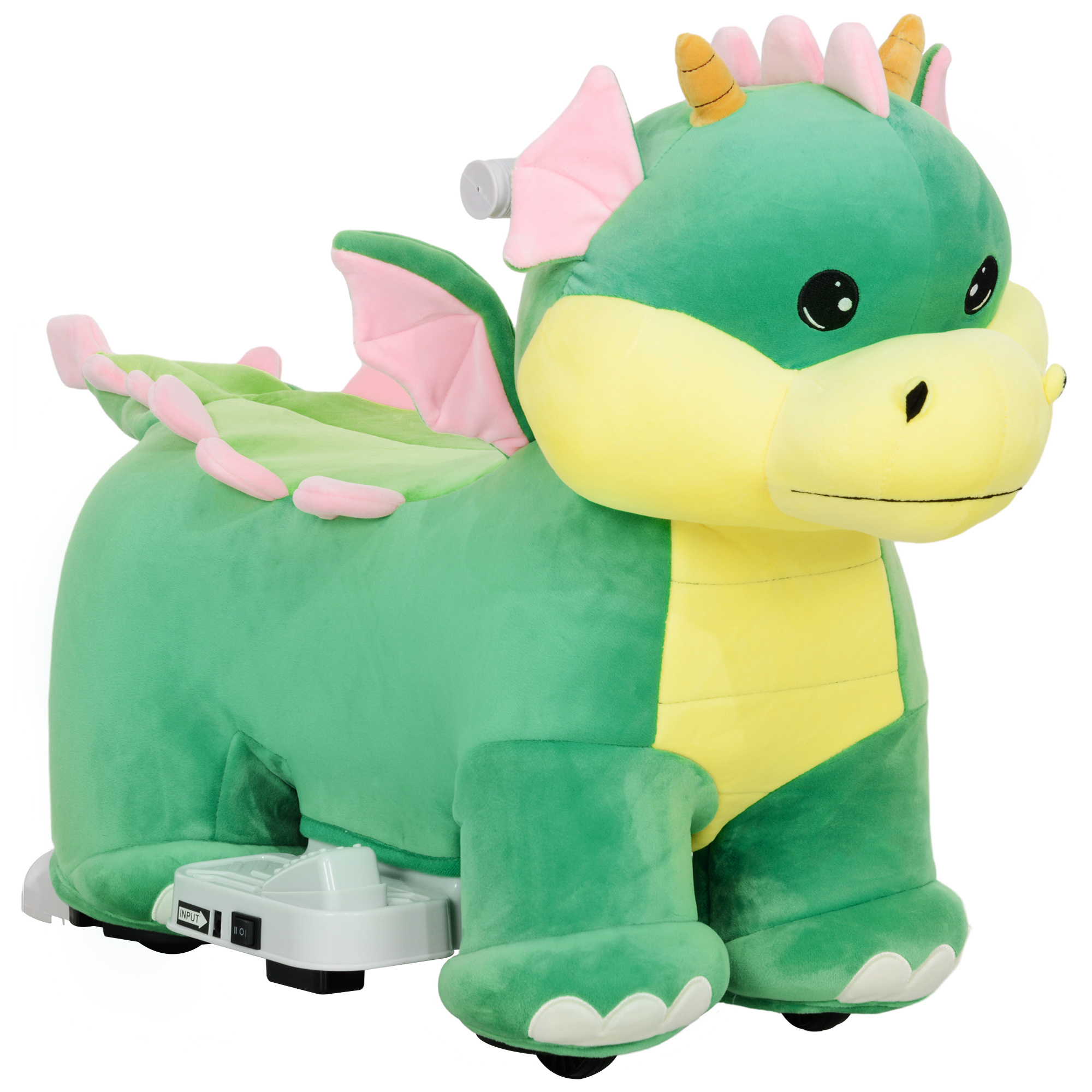 Battery Powered Ride on Toy, 6V Ride on Horse with Music Forward, PU Wheels, for 18-36 Months, Green