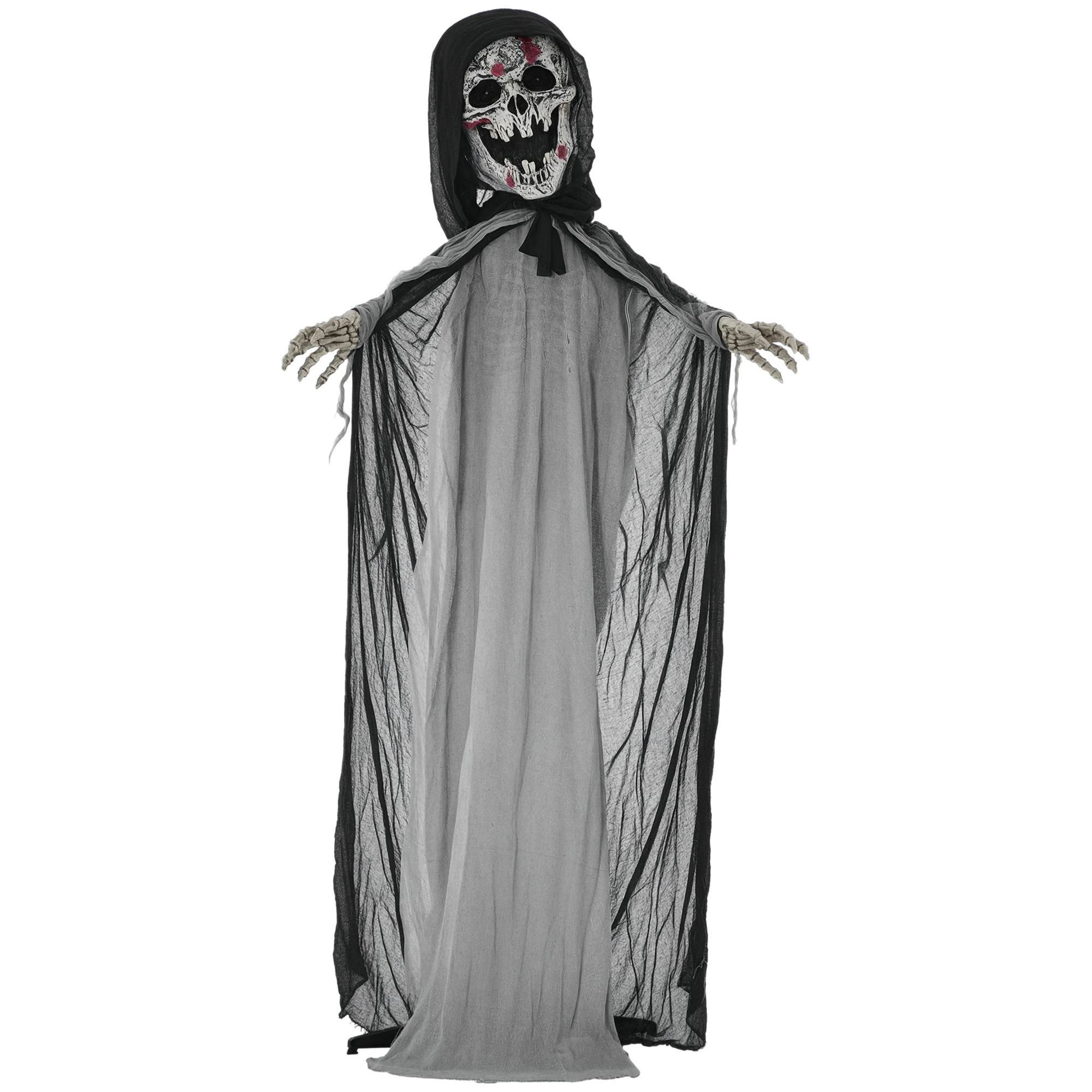  74" Life Size Outdoor Halloween Decorations Skeleton Witch, Animated Prop Animatronic Decor with Sound and Motion Activated, Light Up Eyes and Chest, Howling and Chain Sound
