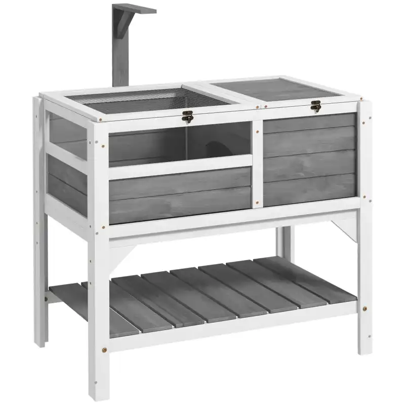 Tortoise Habitat with Shelf Storage Tortoise Gift Accessory with Weather Protection for Indoor, Light Gray