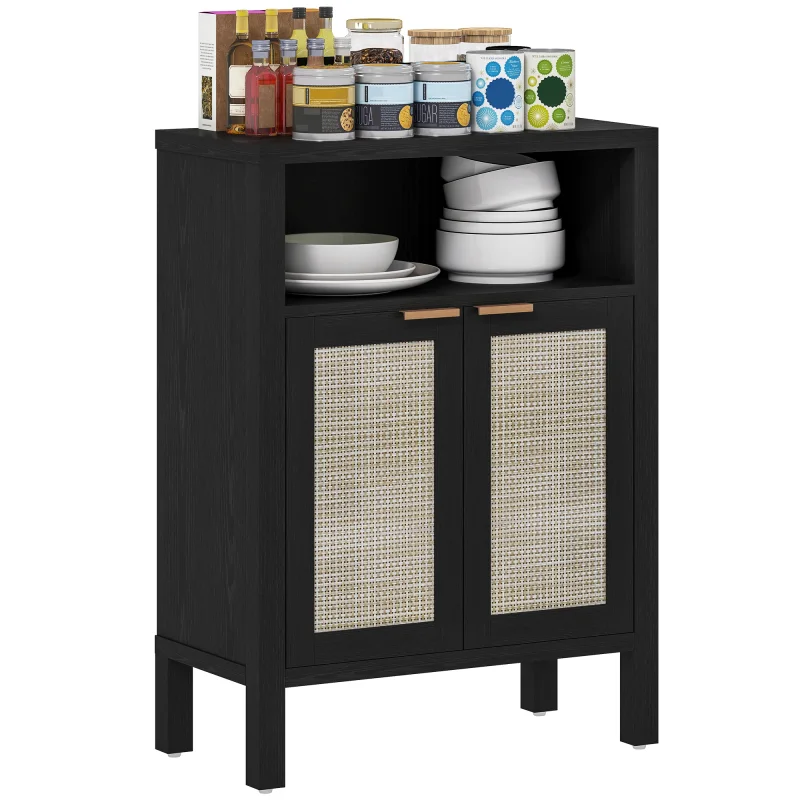 Sideboard Buffet Cabinet with Storage, Modern Accent Cabinet with Adjustable Shelf, Coffee Bar Cabinet, Distressed Black