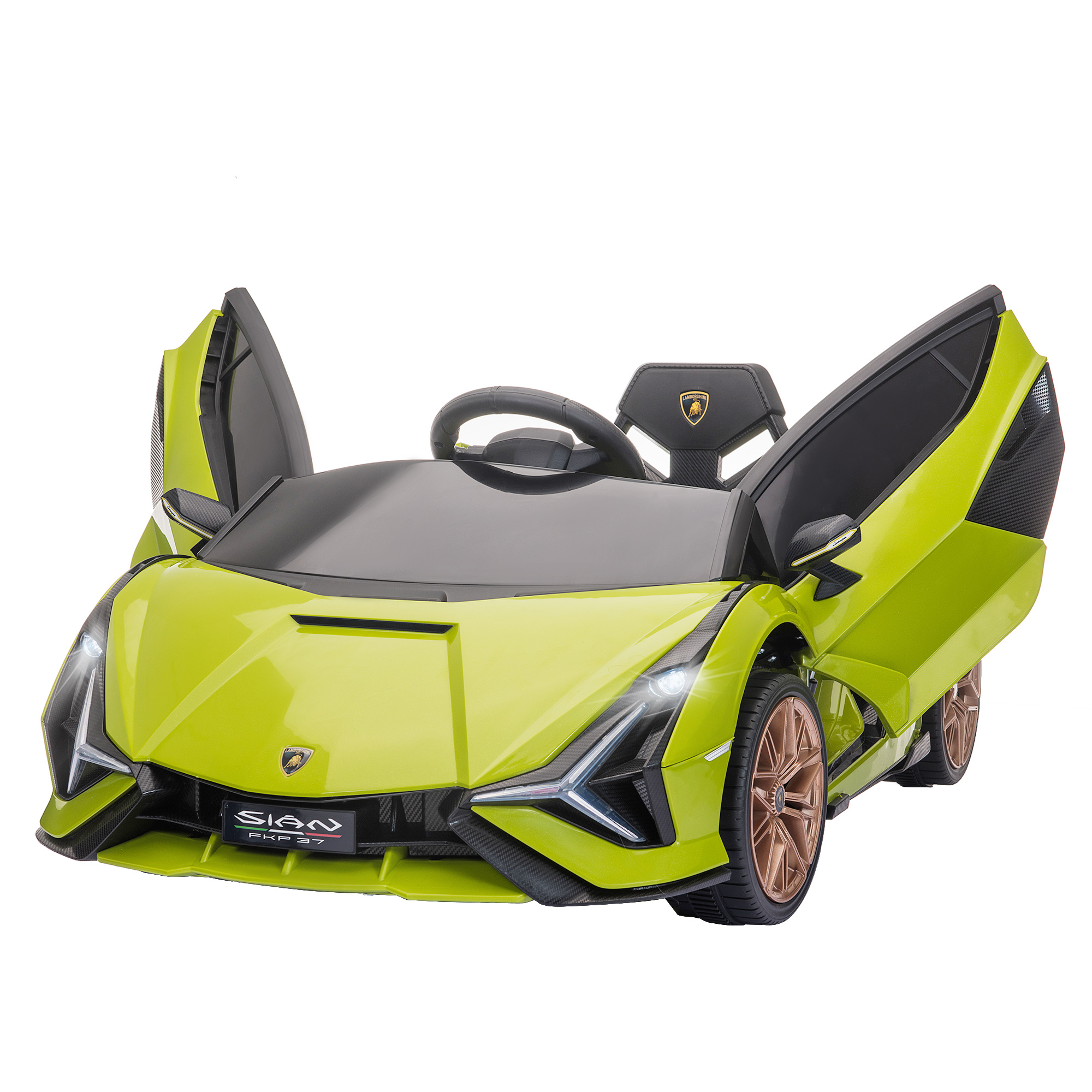 12V Lamborghini SIAN Licensed Electric Car for kids with Remote Control, Horn, Music, & Headlights, Green