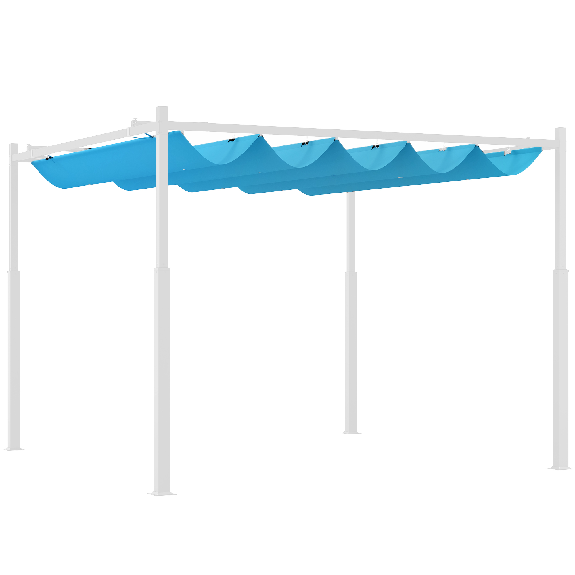 10' x 10' Retractable Pergola Canopy with Magnetic Fixture, UPF30+ Outdoor Pergola, Blue