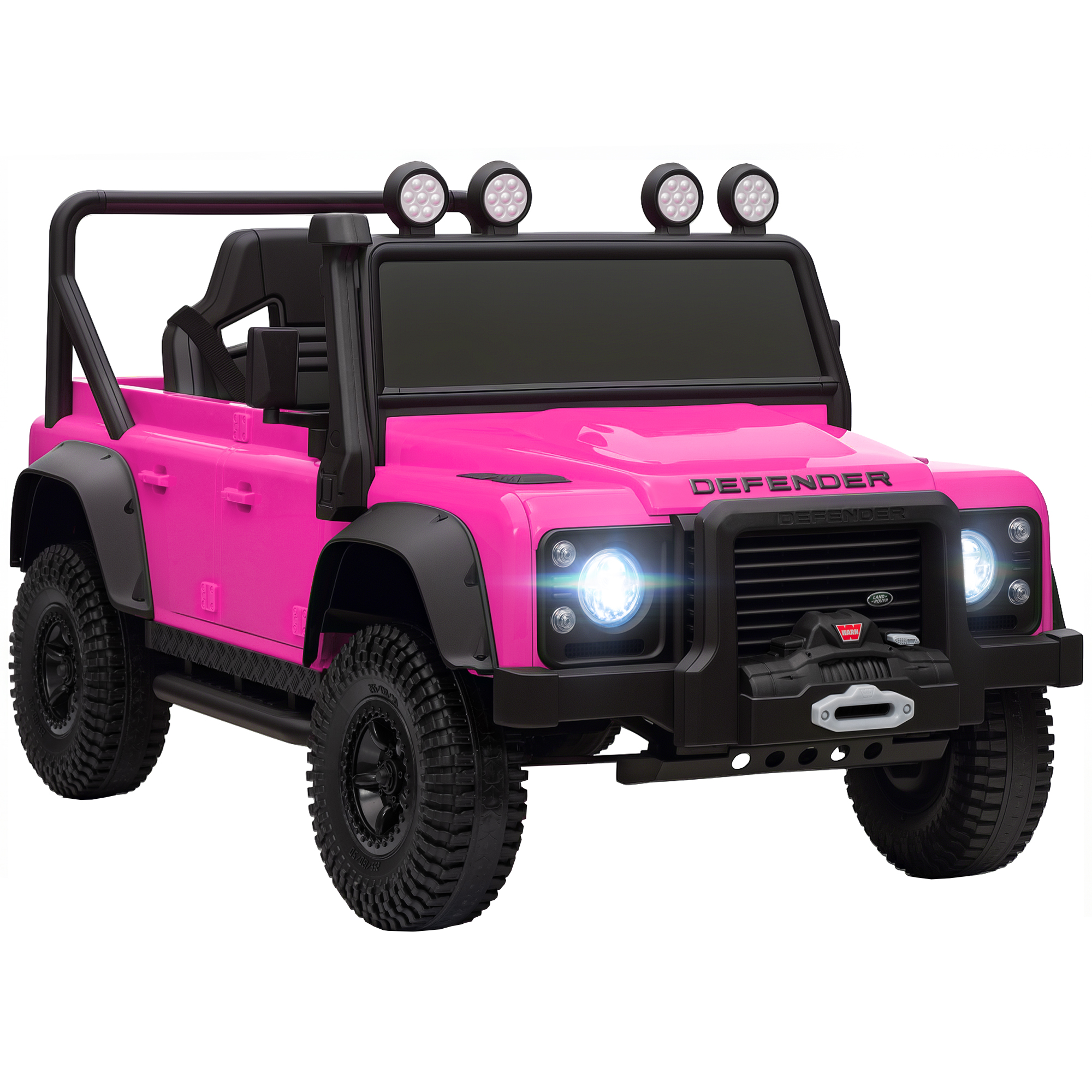 Land Rover Licensed Electric Car for Kids with Remote Control, Dual Motors, Spring Suspension, LED Lights, Pink