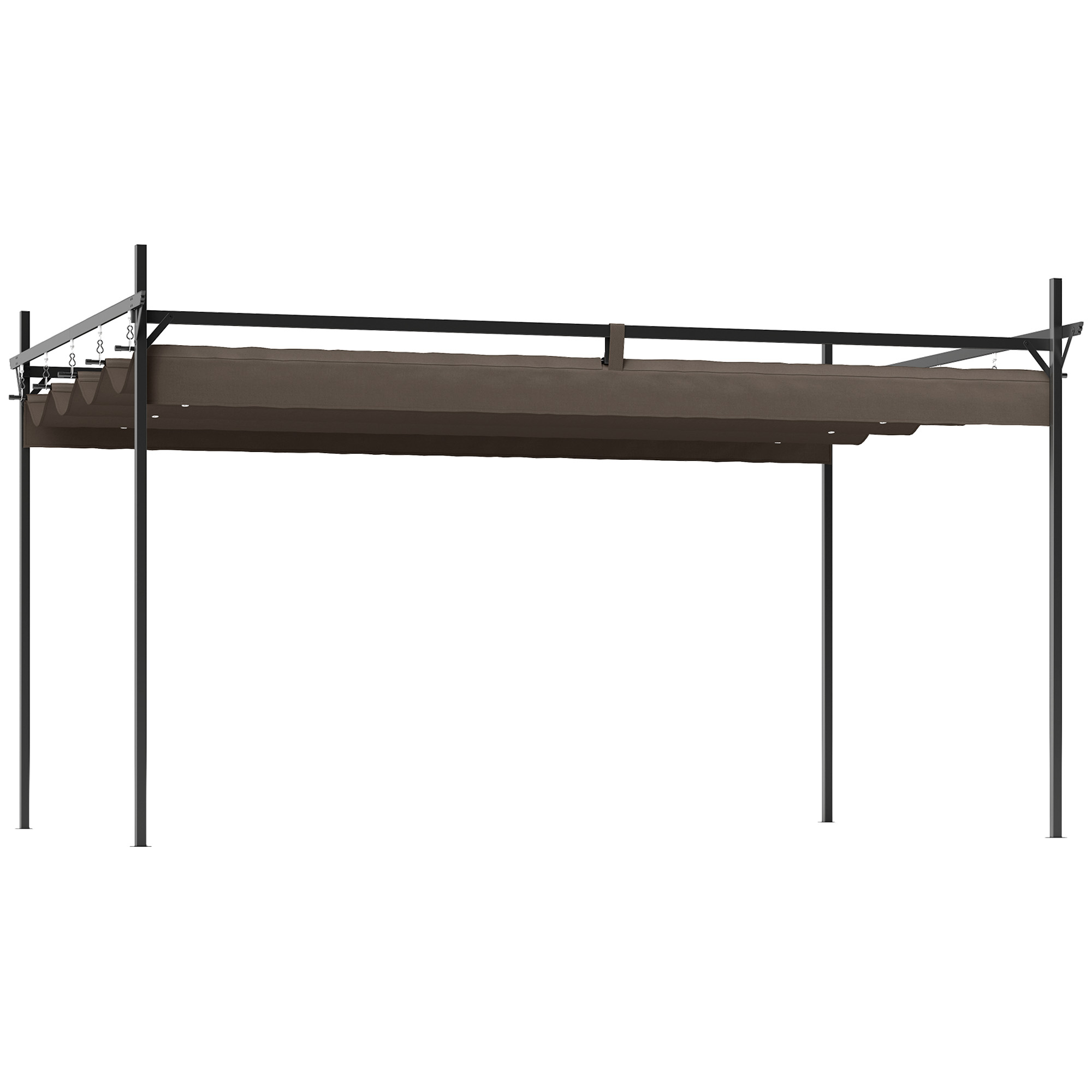 10' x 13' Metal Retractable Pergola Canopy, Outdoor Pergola for Garden, Patio, Backyard, Deck, Brown