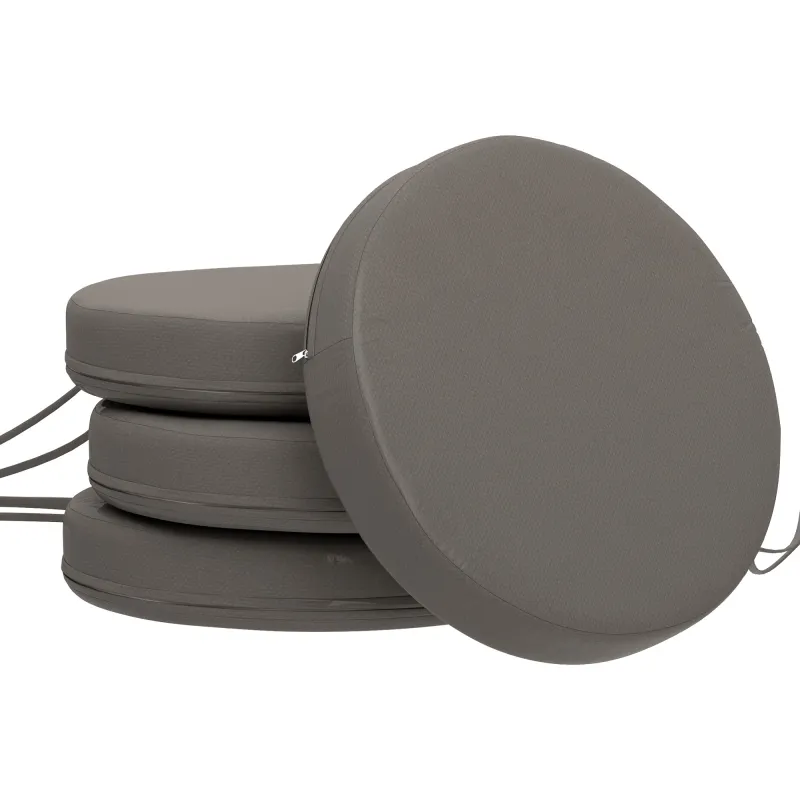 Patio Chair Cushions Set of 4 Round Seat Cushions for Dining Bistro Chairs Machine Washable, 15" x 15" x 3", Dark Gray