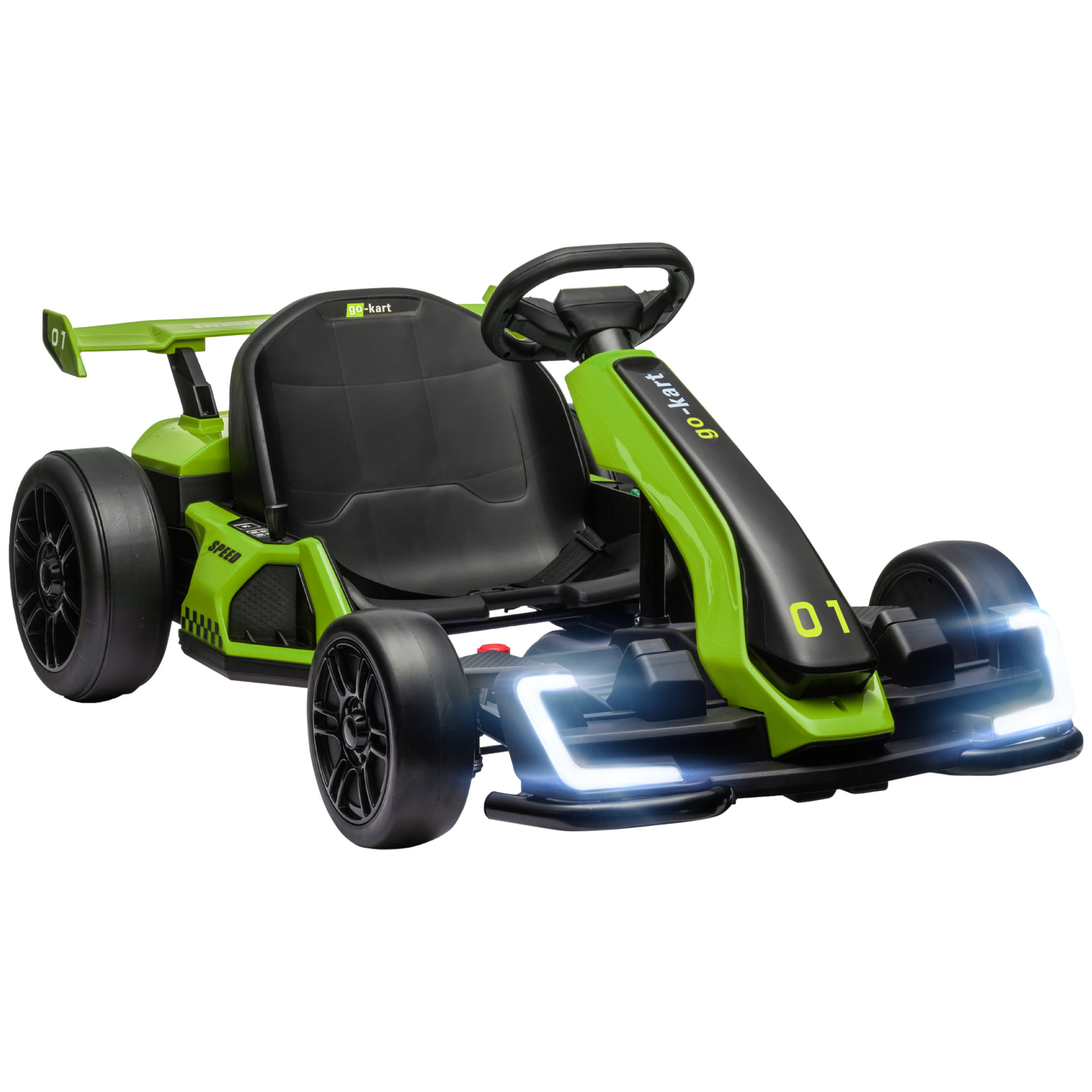 24V 7.5 MPH Electric Go Kart with Adjustable Seat, Slow Start, Green
