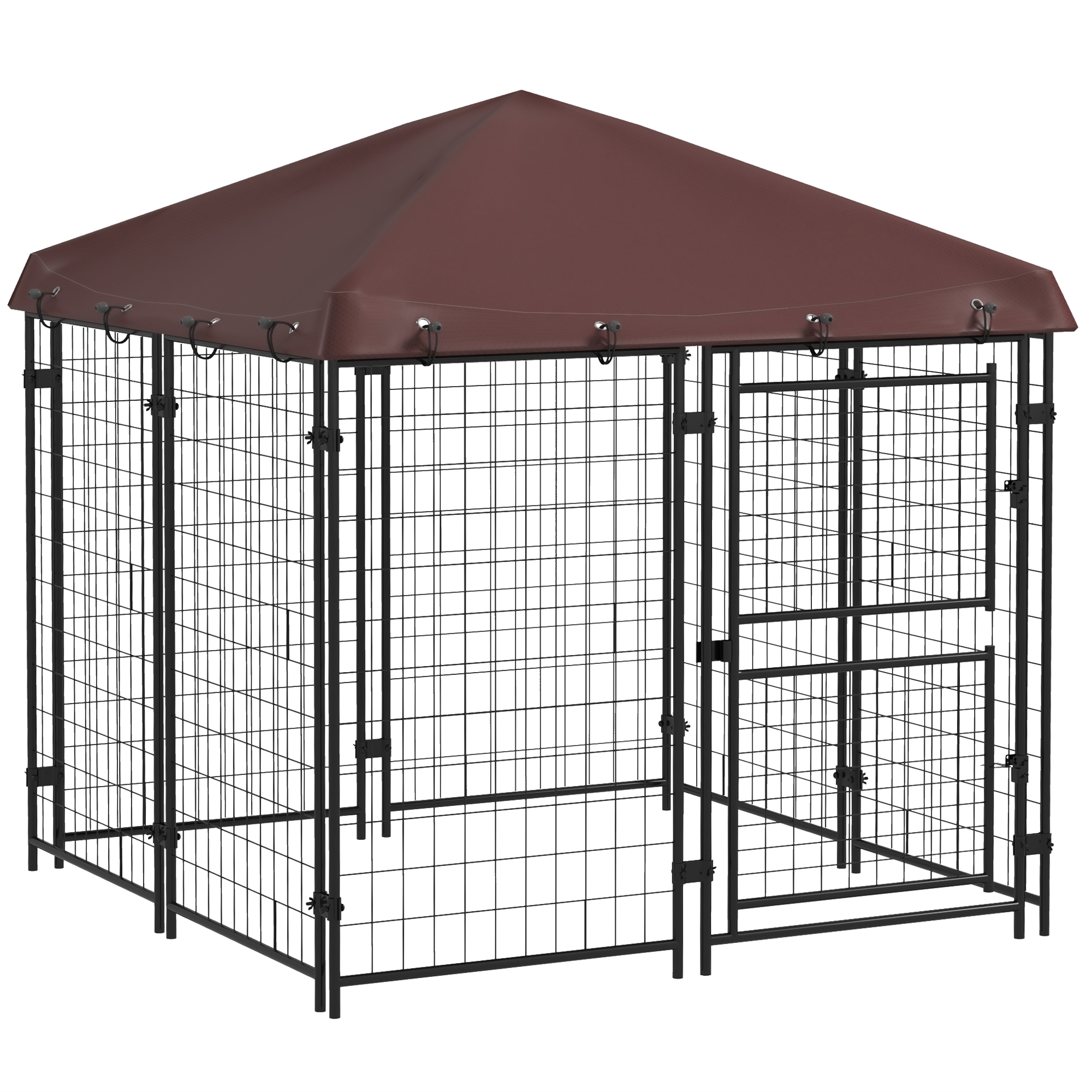 4.6' x 4.6' x 5' Dog Kennel Outdoor with Waterproof Canopy, Large Door