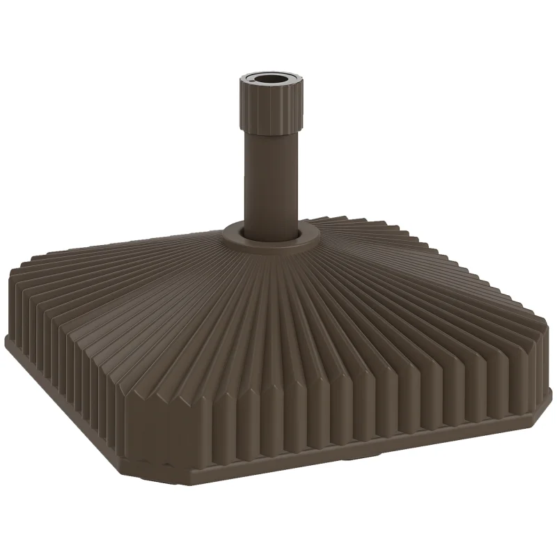 Square Patio Umbrella Base Holder, Heavy Duty Outdoor Umbrella Stand Base, Filled Up to 42lbs with Sand or 33lbs with Water for Garden, Poolside, Brown