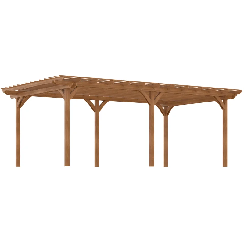 12' x 20' Outdoor Pergola, Wood Gazebo Grape Trellis with Stable Structure for Climbing Plant Support, Garden, Patio, Backyard, Deck
