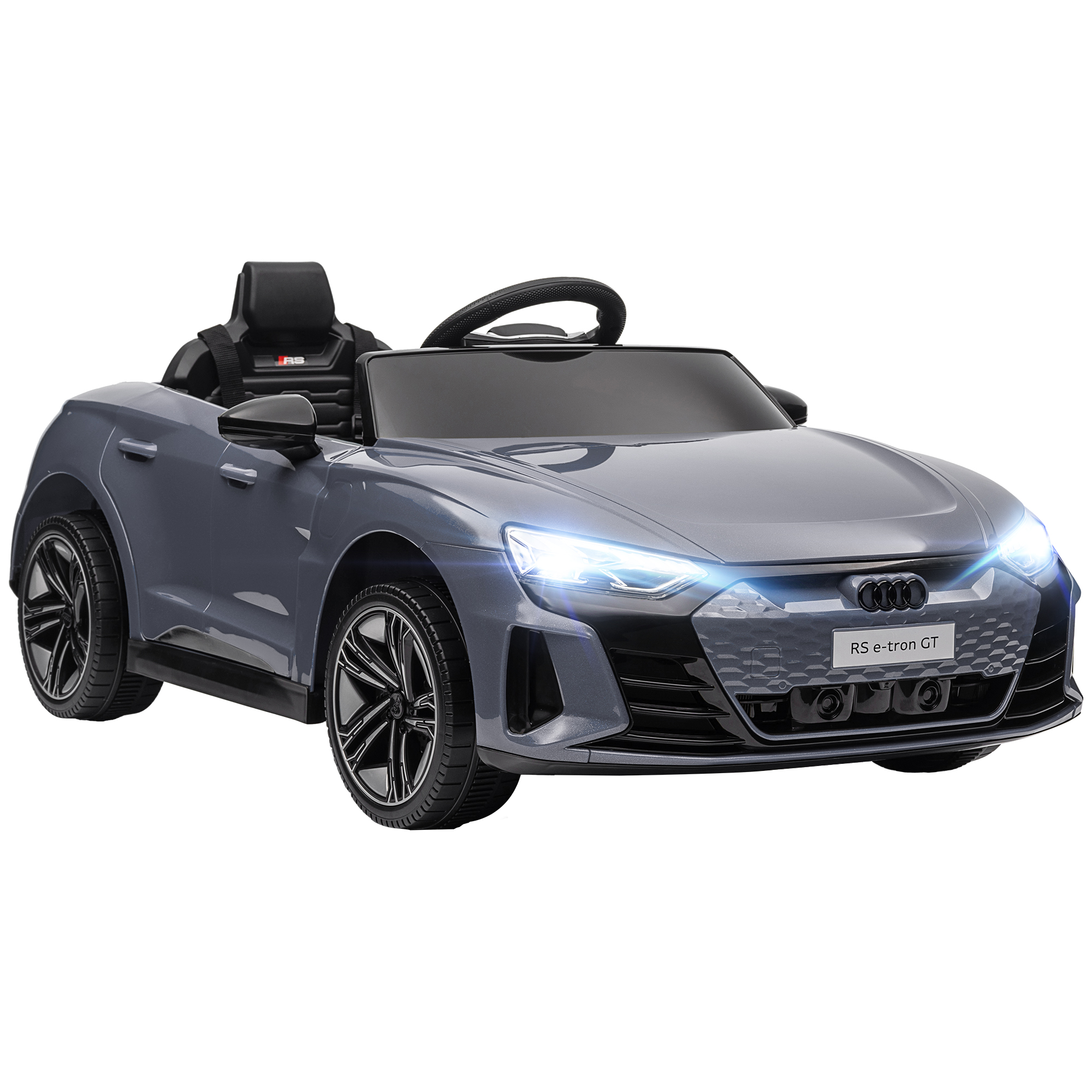 12V Licensed Audi RS E-tron GT Kids Ride on Car with Remote Control, Suspension, Horn, Music, Lights, Gray