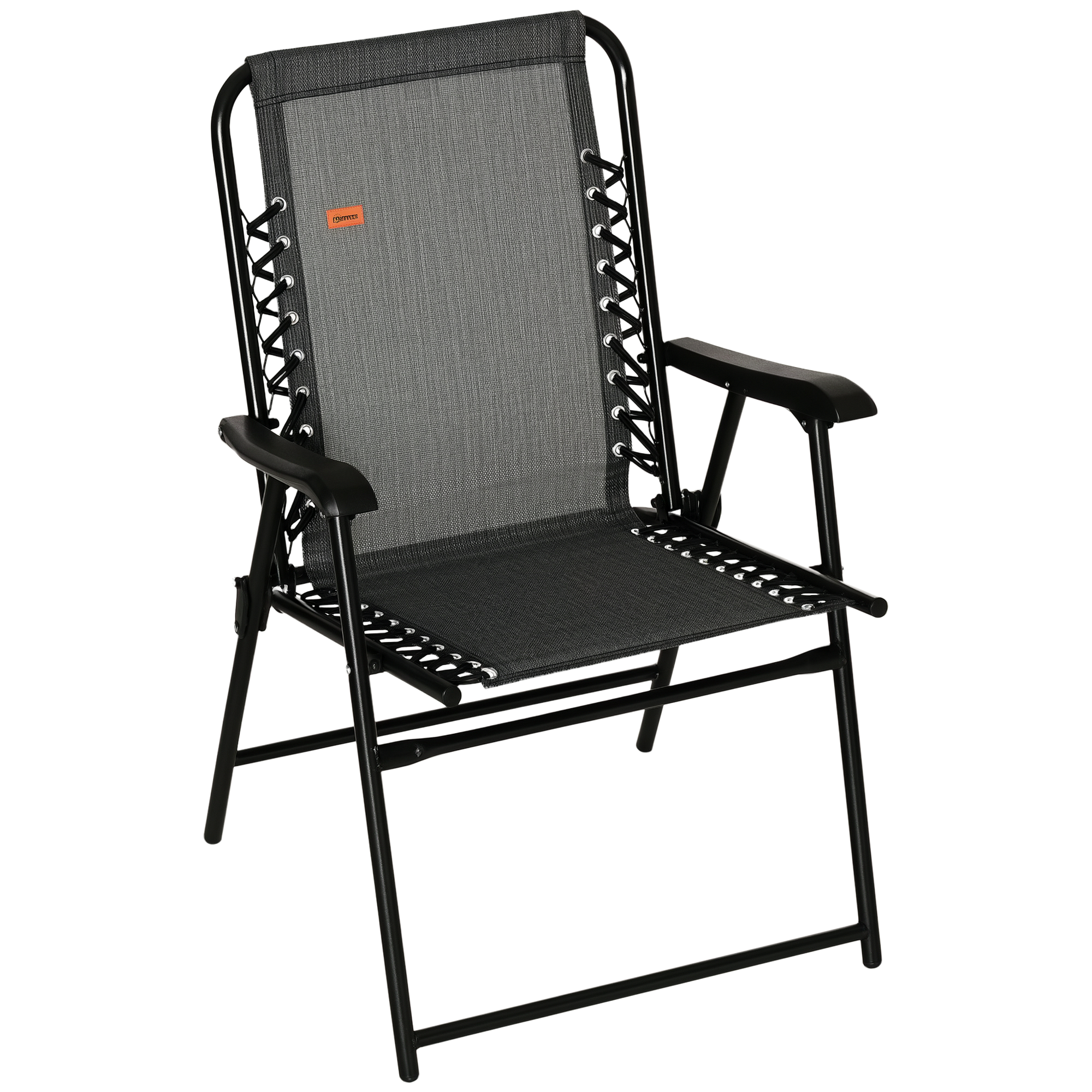 Patio Folding Chair, Sling Suspension Chair for Deck, Camping, Sports Events, Patio, Beach & Pool, Space Saving, Gray