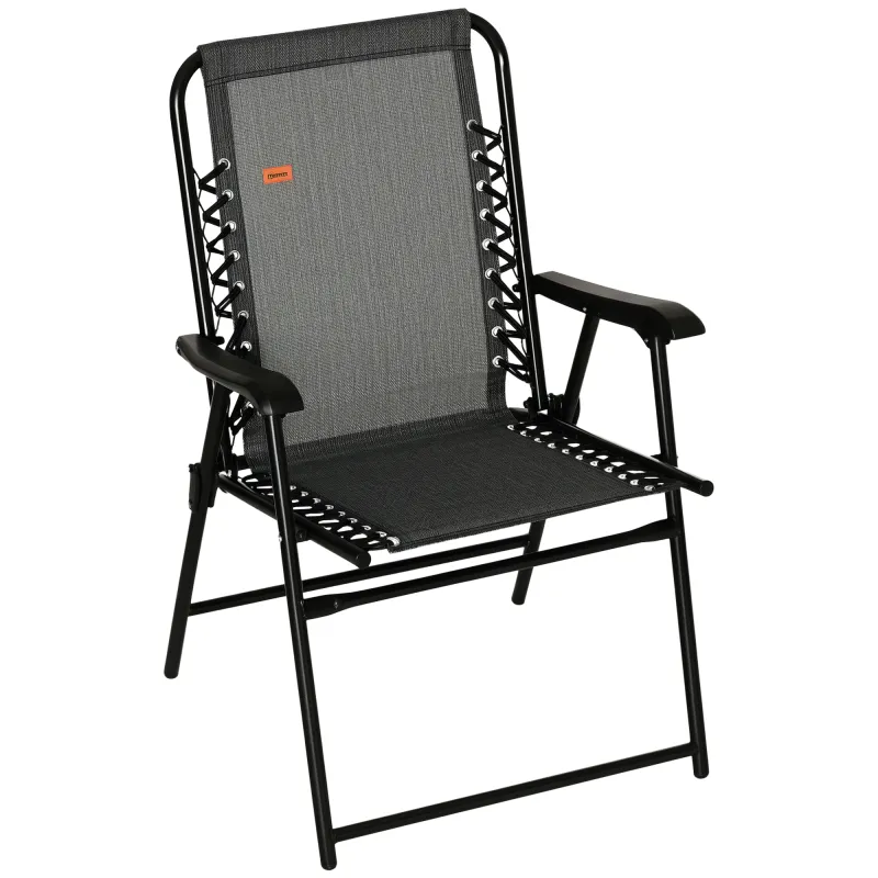 Patio Folding Chair, Sling Suspension Chair for Deck, Camping, Sports Events, Patio, Beach & Pool, Space Saving, Gray