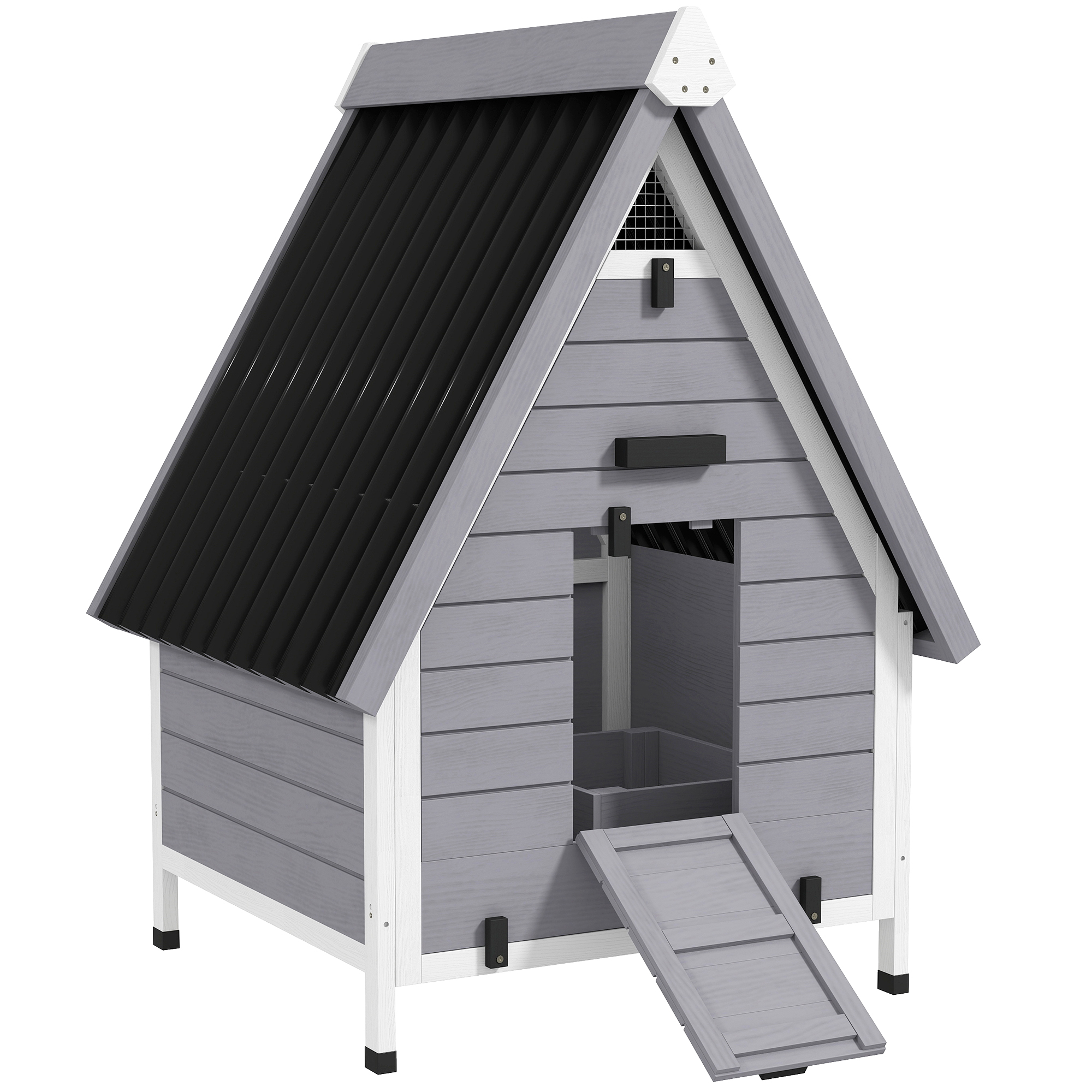 Chicken Coop for 2 Chickens, Outdoor Wooden Chicken House with Removable Nesting Box & Roosting Bar, Tray, Ramp