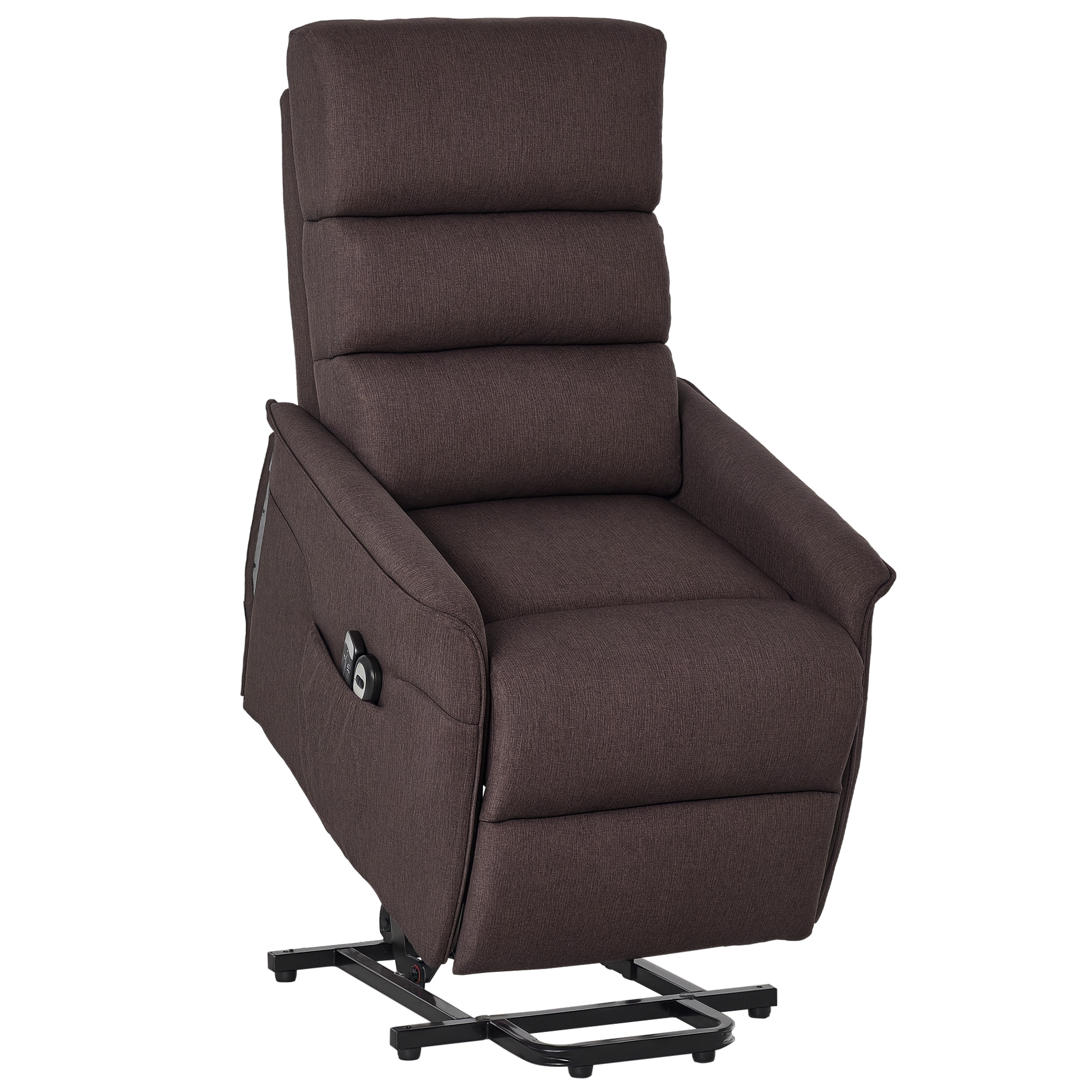  Power Lift Chair with Vibration Massage, Fabric Upholstered Recliner Chair for Elderly with Remote Control, Side Pockets, Brown