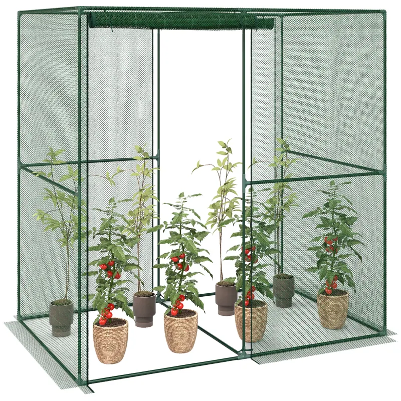 6' x 4' x 6' Crop Cage, Plant Protection Tent with Zippered Doors for Vegetable Garden, Backyard, Green