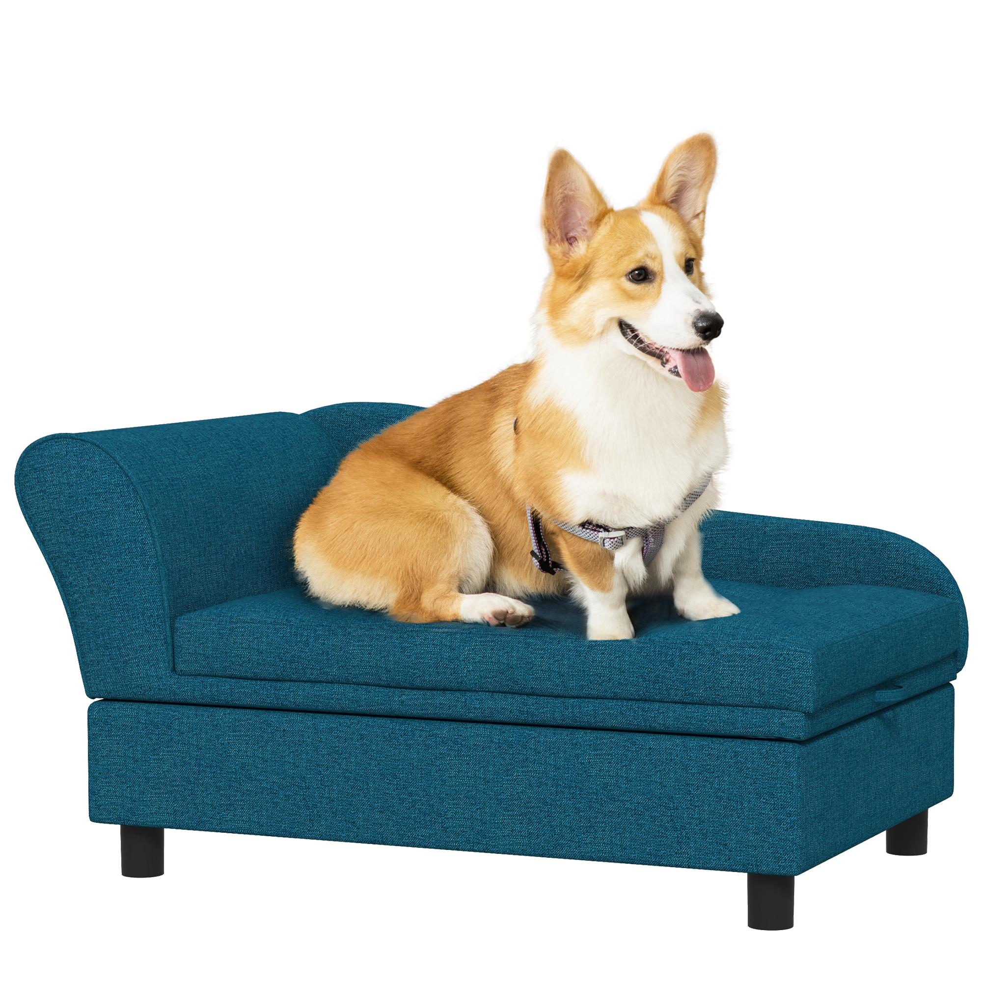 Pet Sofa Dog Sofa for Small Dogs with Storage, Dark Blue
