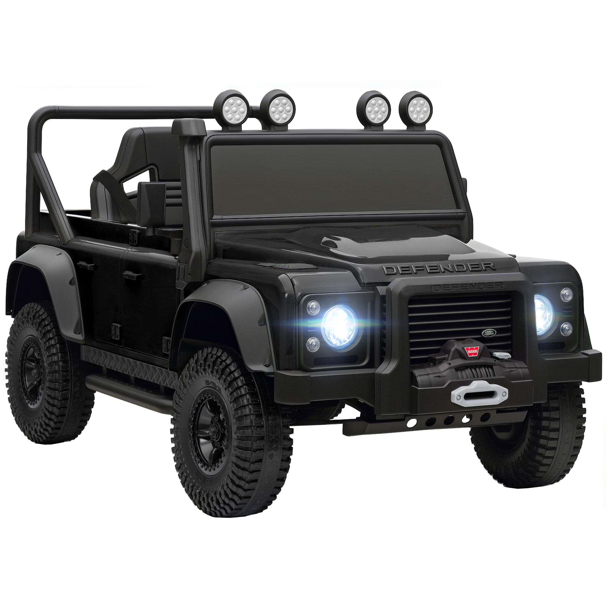 Land Rover Licensed Electric Car for Kids with Remote Control, Dual Motors, Spring Suspension, LED Lights, Black
