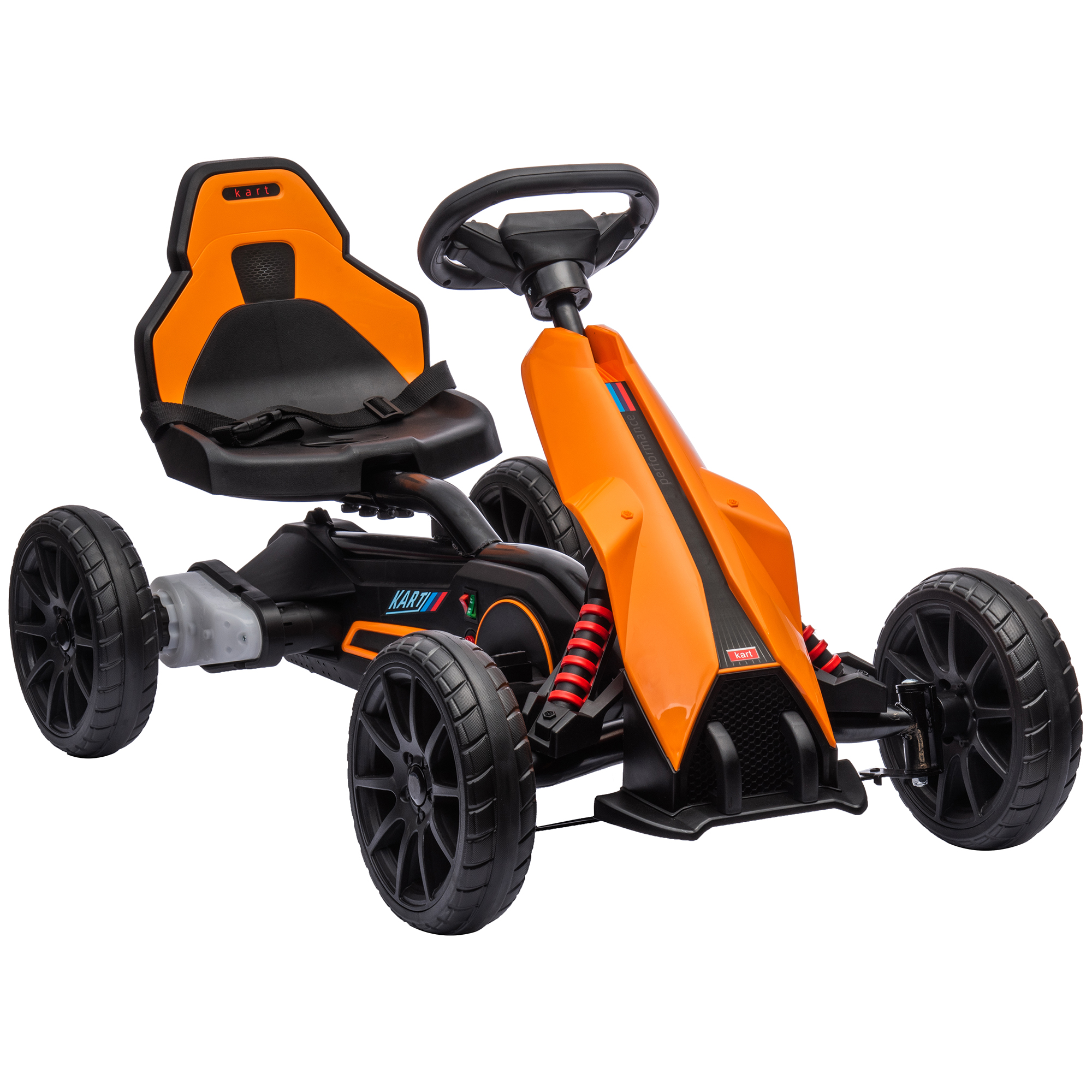 12V Electric Go Kart for Kids, Ride On Toy with EVA Tires, 2 Speeds, Adjustable Seat, Safety Belt for 3-8 Years, Orange