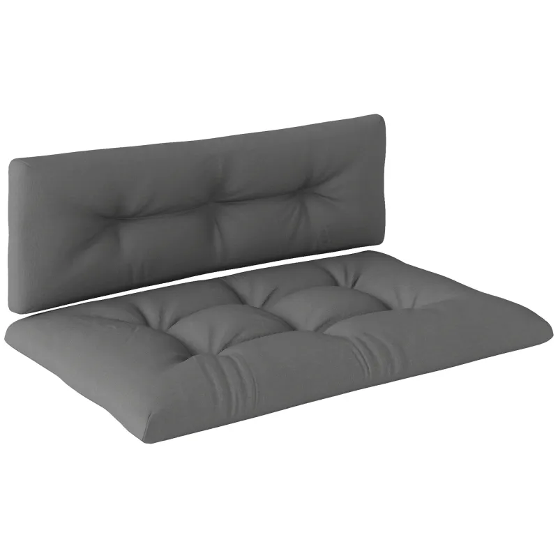  2 Seater Pallet Cushions Outdoor 3.9" Thick Replacement Cushions - Tufted Design for Garden, Patio, Dark Gray