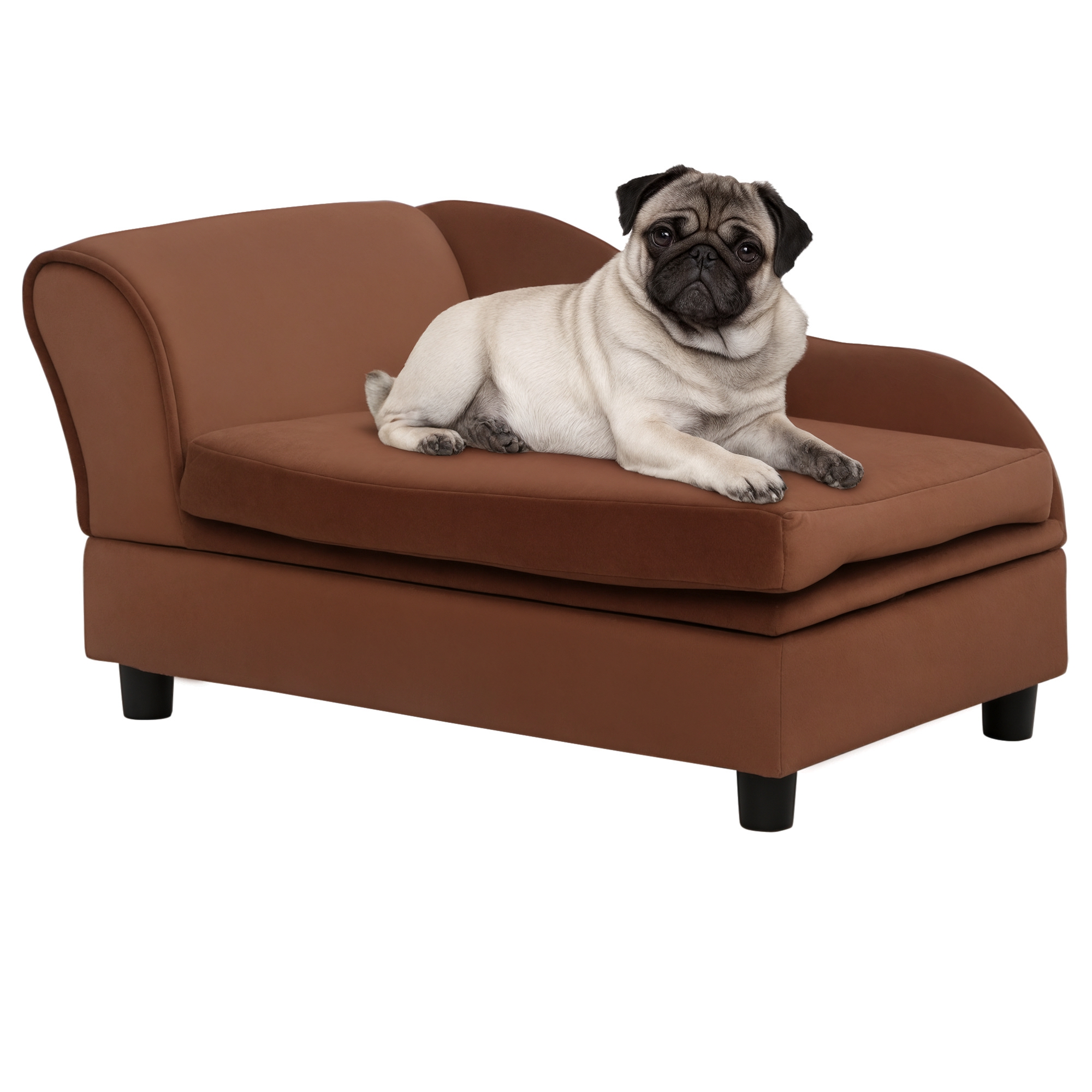 Pet Sofa Bed Couch with Storage, Pet Sofa for Cats and Small Dogs, Brown