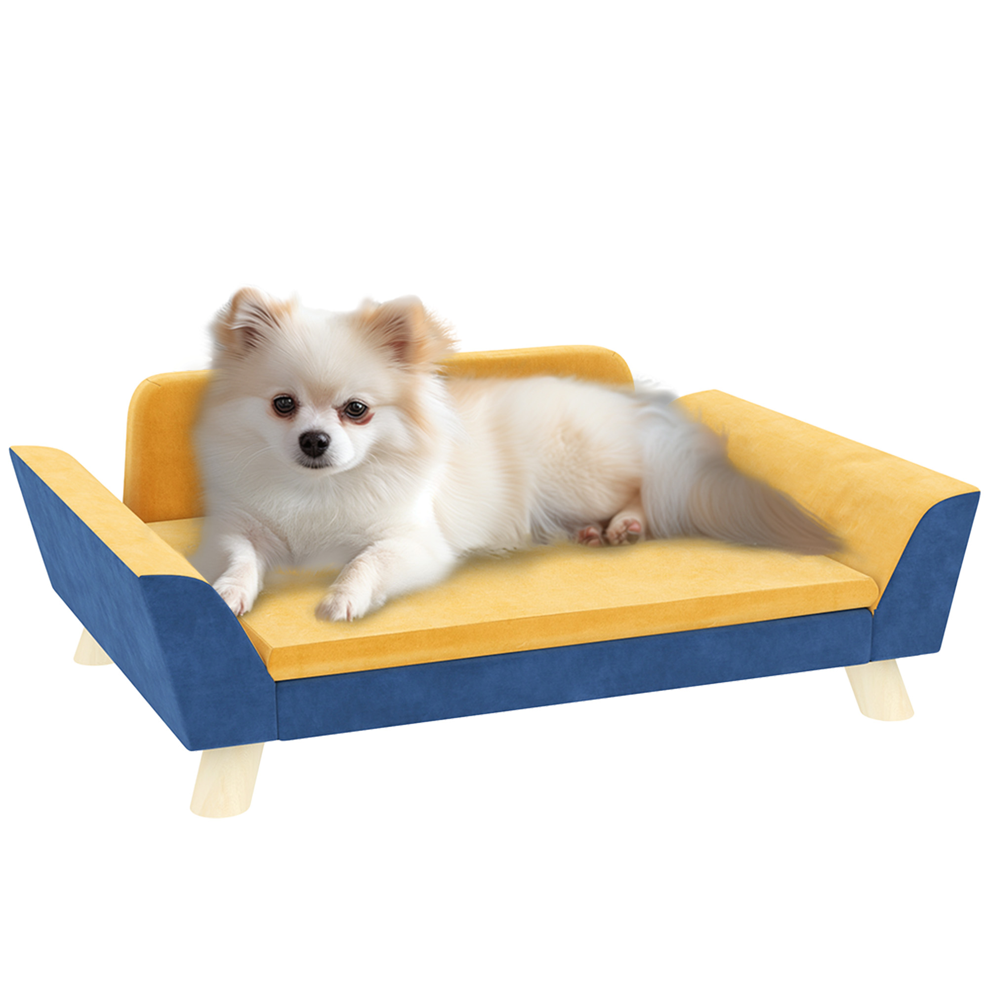 Dog Sofa Bed for Small Dogs with Soft Cushion, Washable Cover & Non-Slip Foot Pads, Orange
